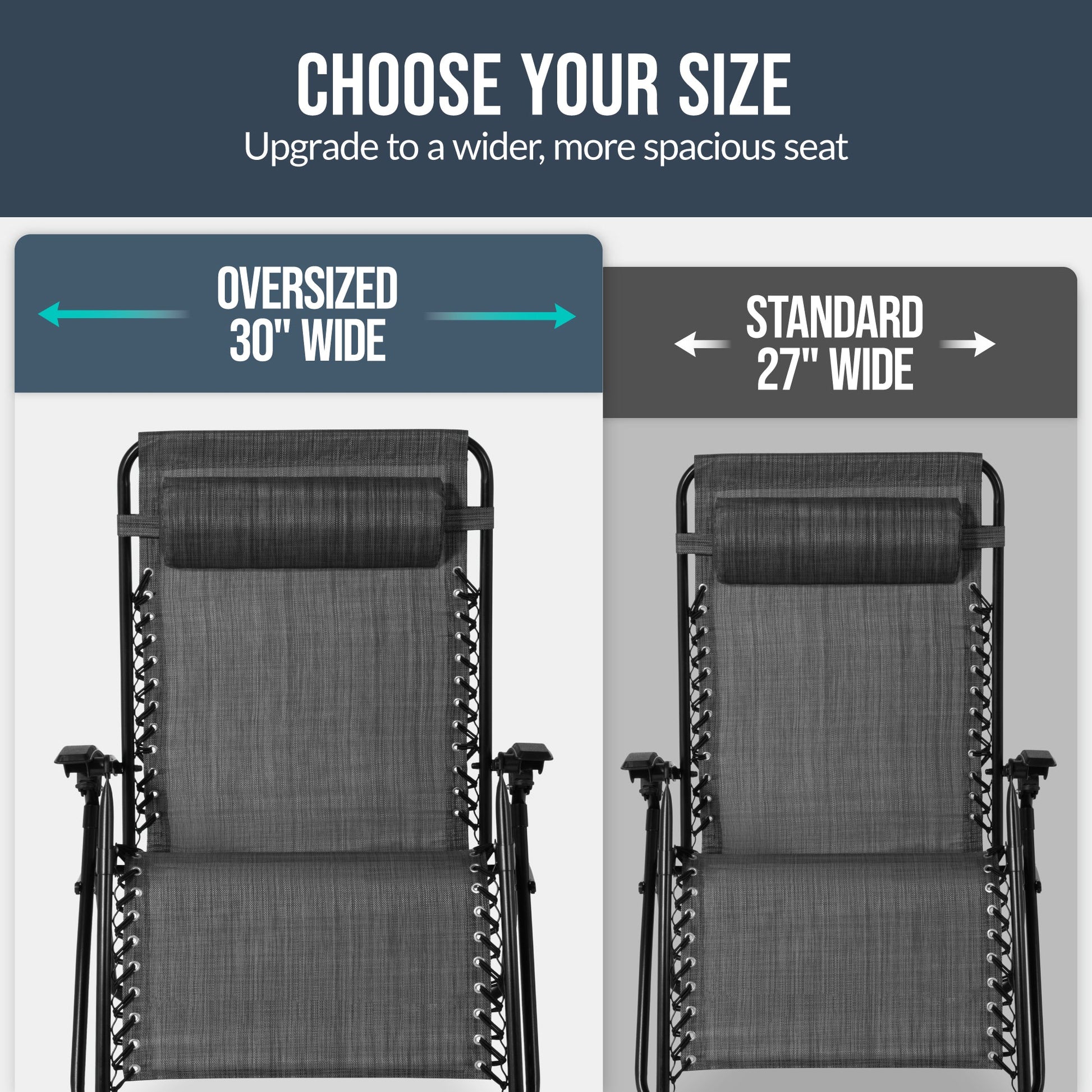 Set of 2 Extra Wide Adjustable Zero Gravity Patio Chair Recliners