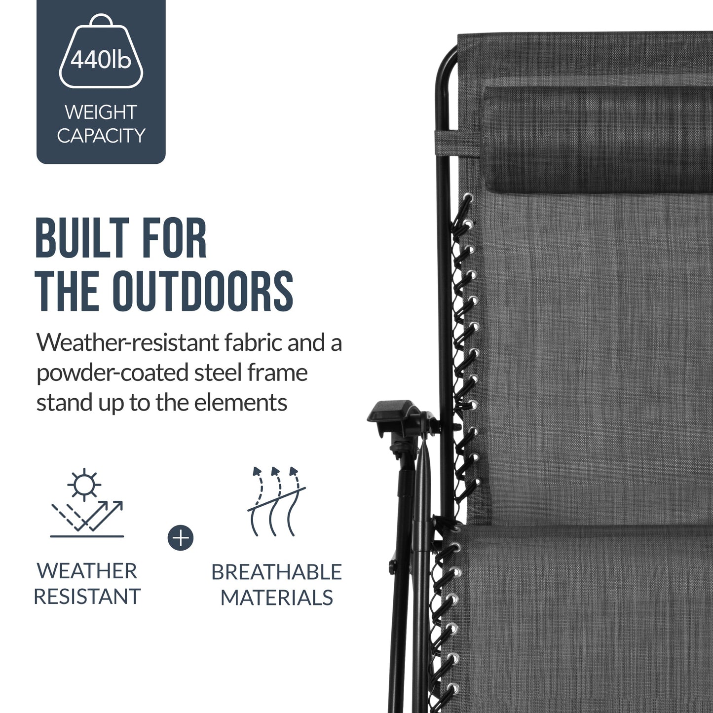 Set of 2 Extra Wide Adjustable Zero Gravity Patio Chair Recliners