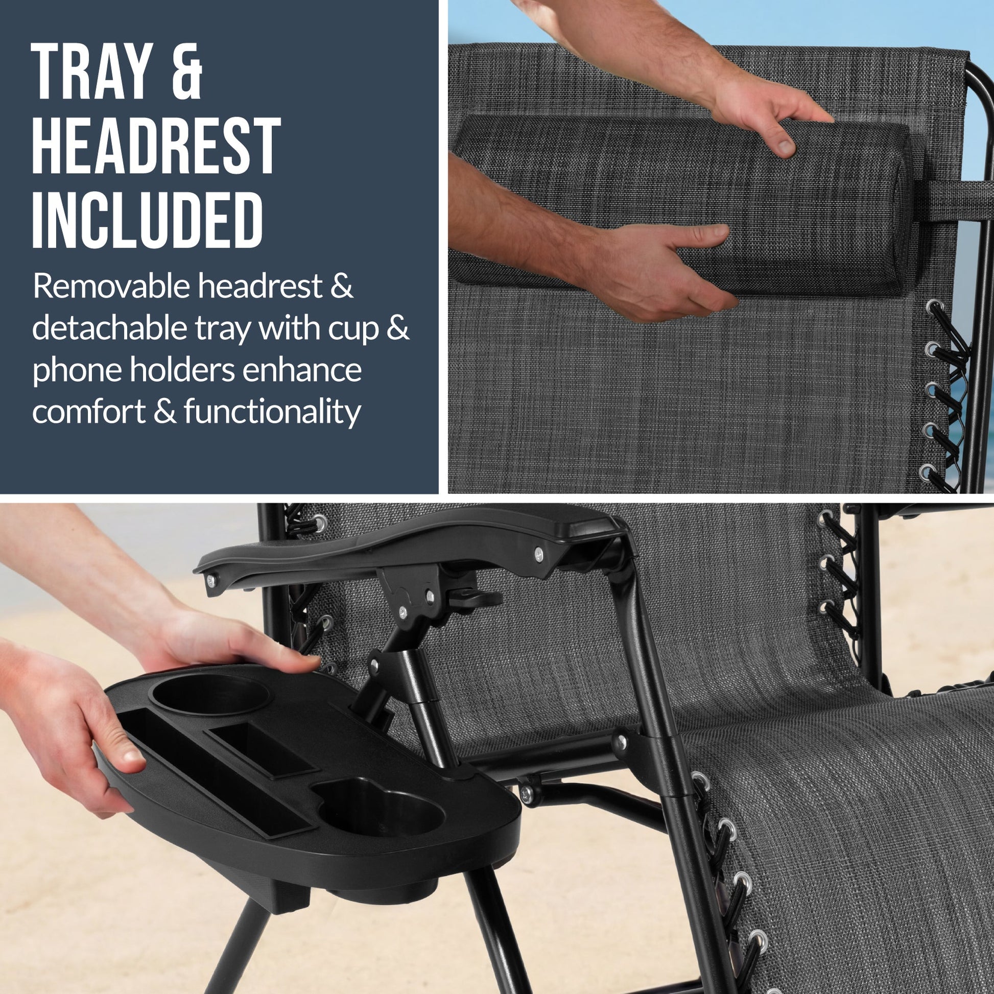 Set of 2 Extra Wide Adjustable Zero Gravity Patio Chair Recliners
