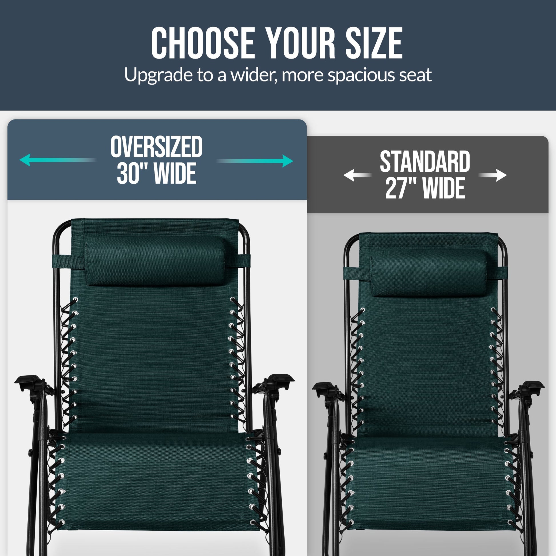 Set of 2 Extra Wide Adjustable Zero Gravity Patio Chair Recliners