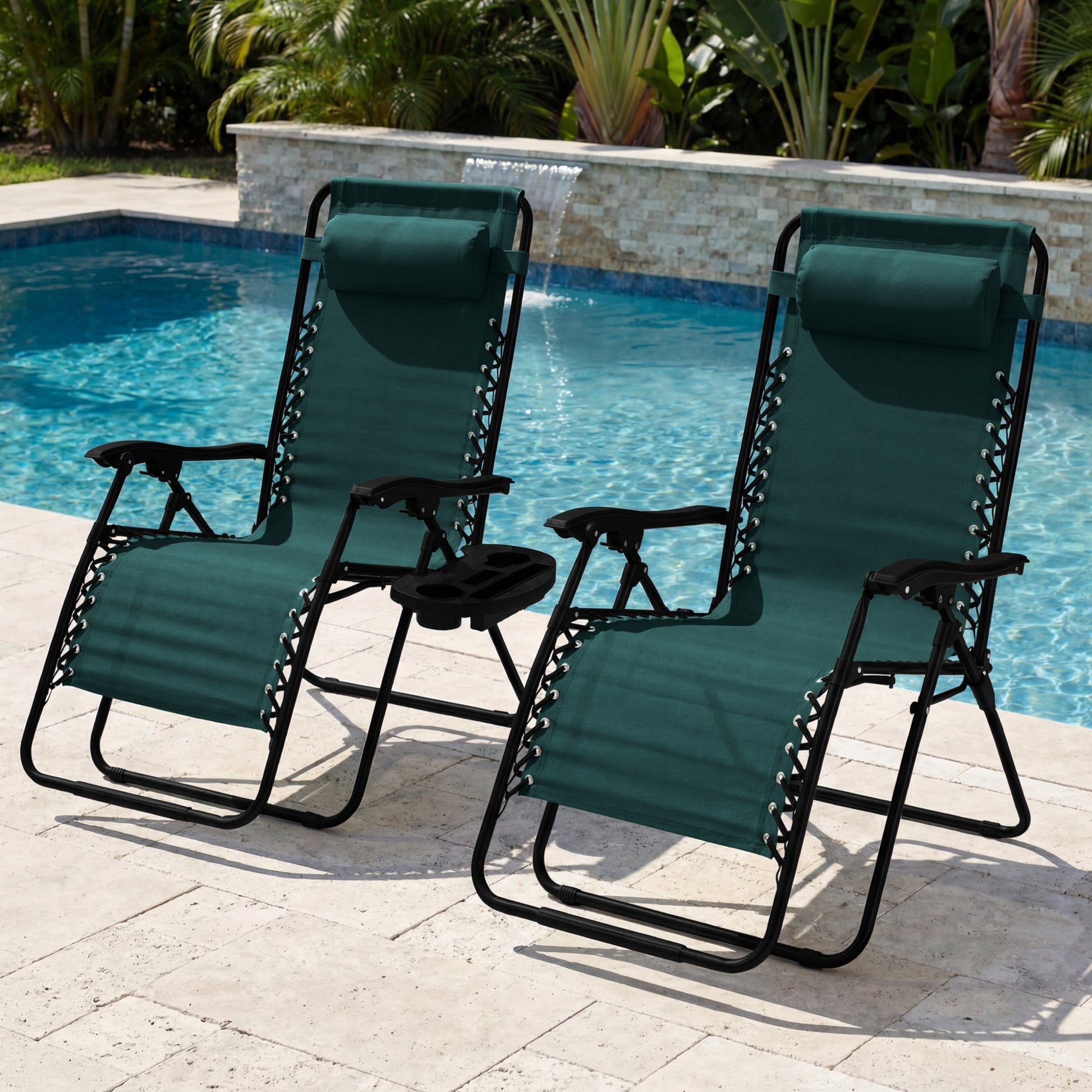 Set of 2 Extra Wide Adjustable Zero Gravity Patio Chair Recliners