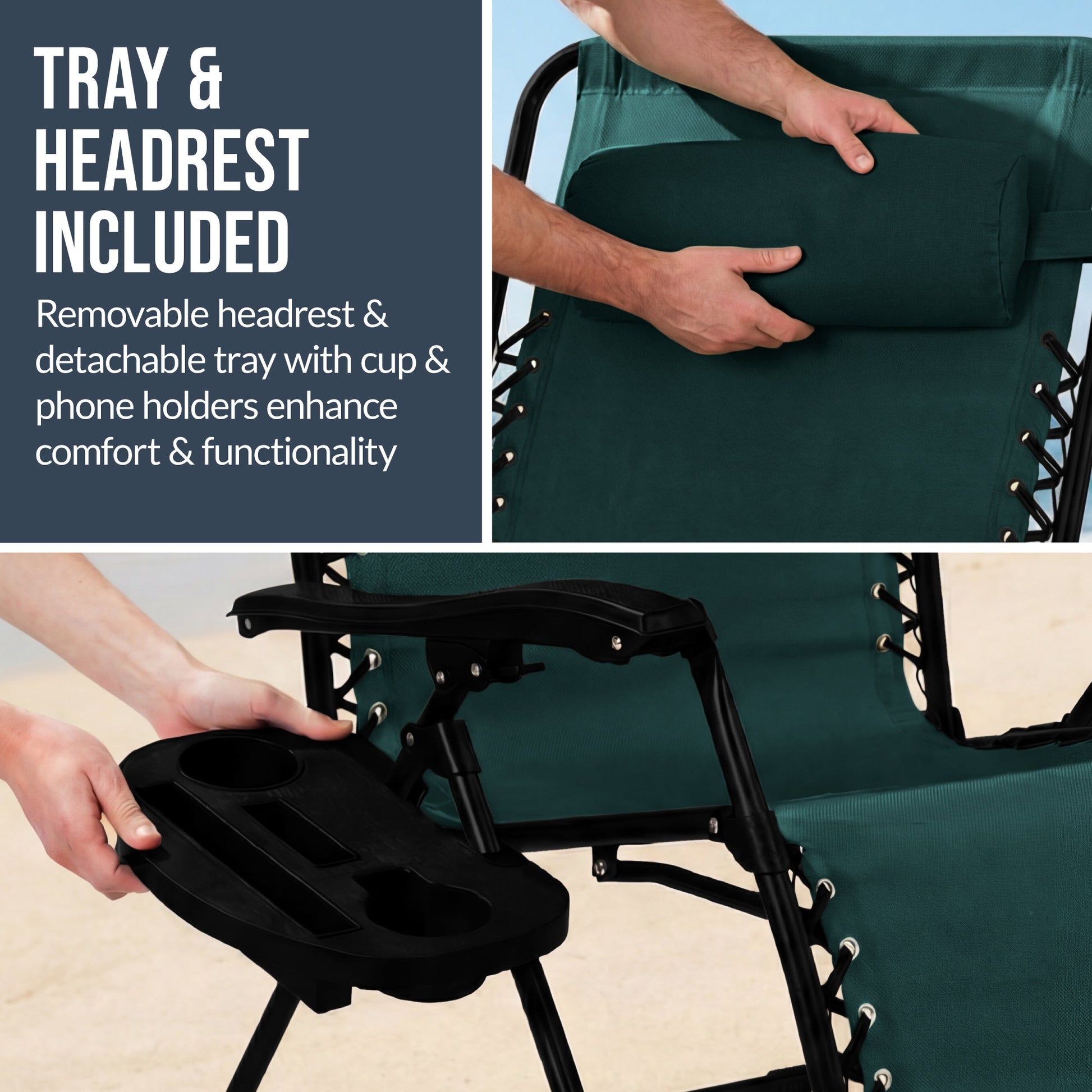 Set of 2 Extra Wide Adjustable Zero Gravity Patio Chair Recliners