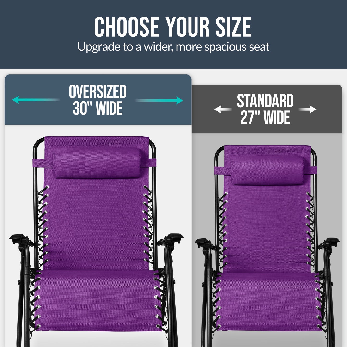 Set of 2 Extra Wide Adjustable Zero Gravity Patio Chair Recliners