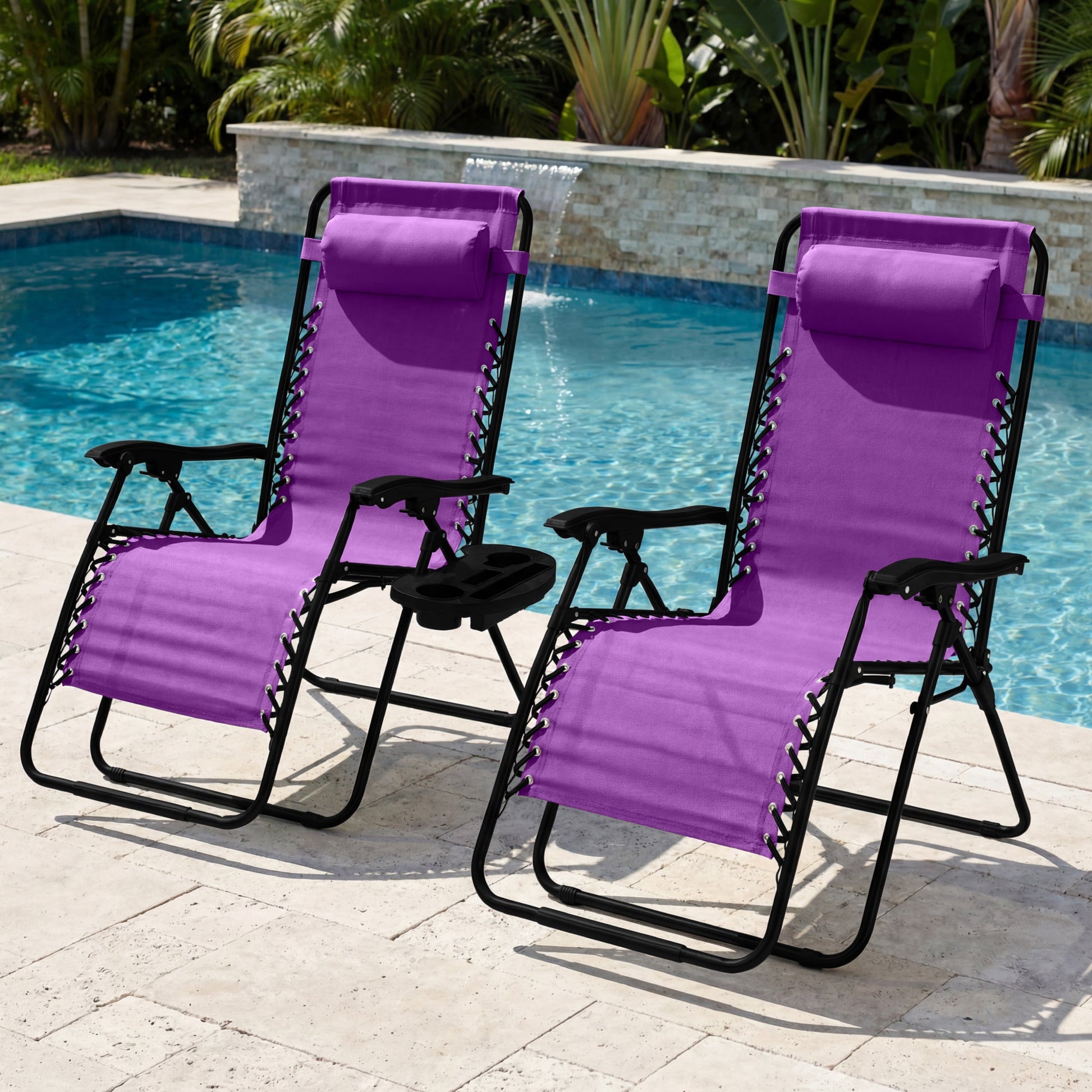 Set of 2 Extra Wide Adjustable Zero Gravity Patio Chair Recliners