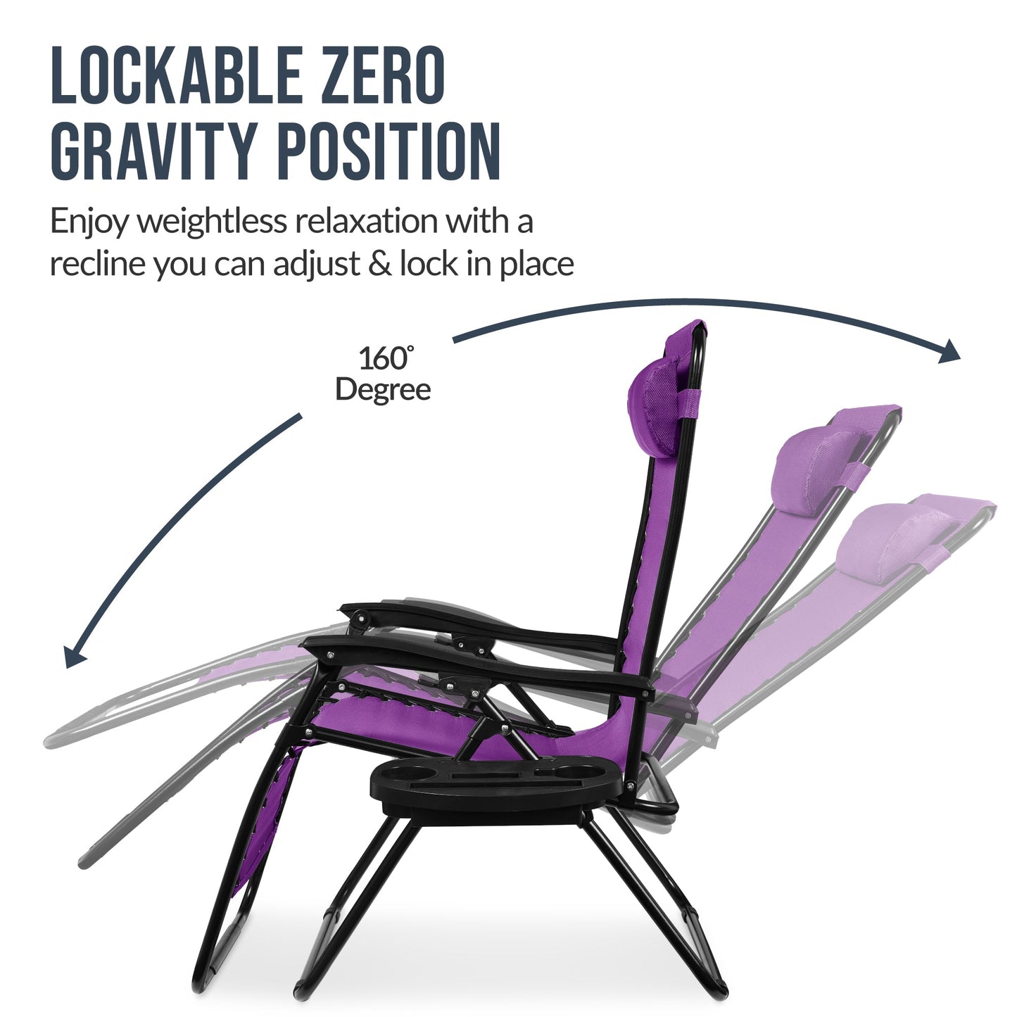 Set of 2 Extra Wide Adjustable Zero Gravity Patio Chair Recliners