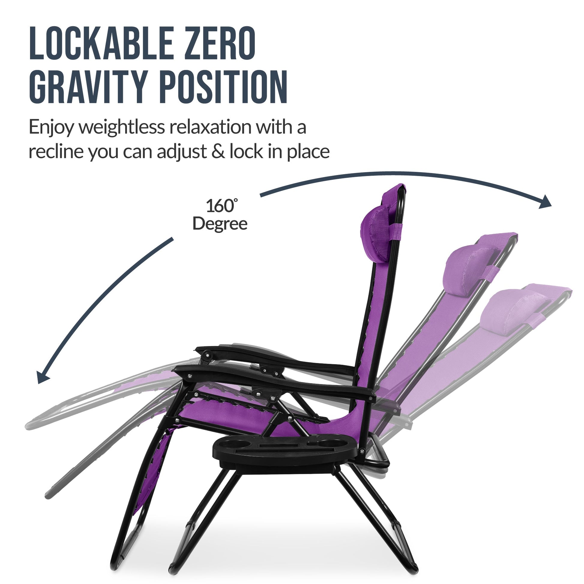 Set of 2 Extra Wide Adjustable Zero Gravity Patio Chair Recliners