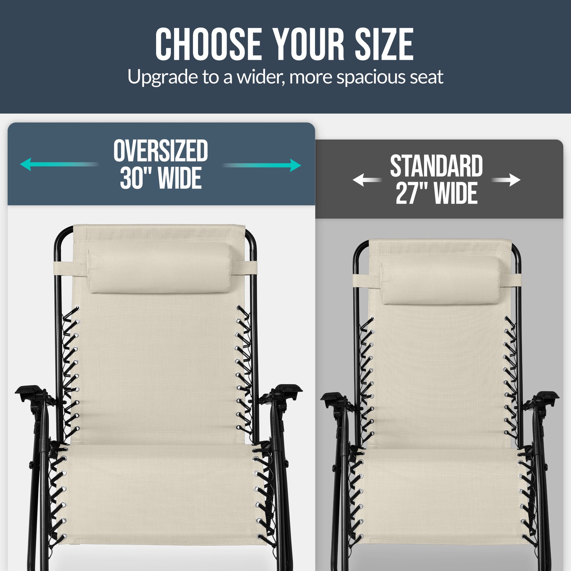 Set of 2 Extra Wide Adjustable Zero Gravity Patio Chair Recliners