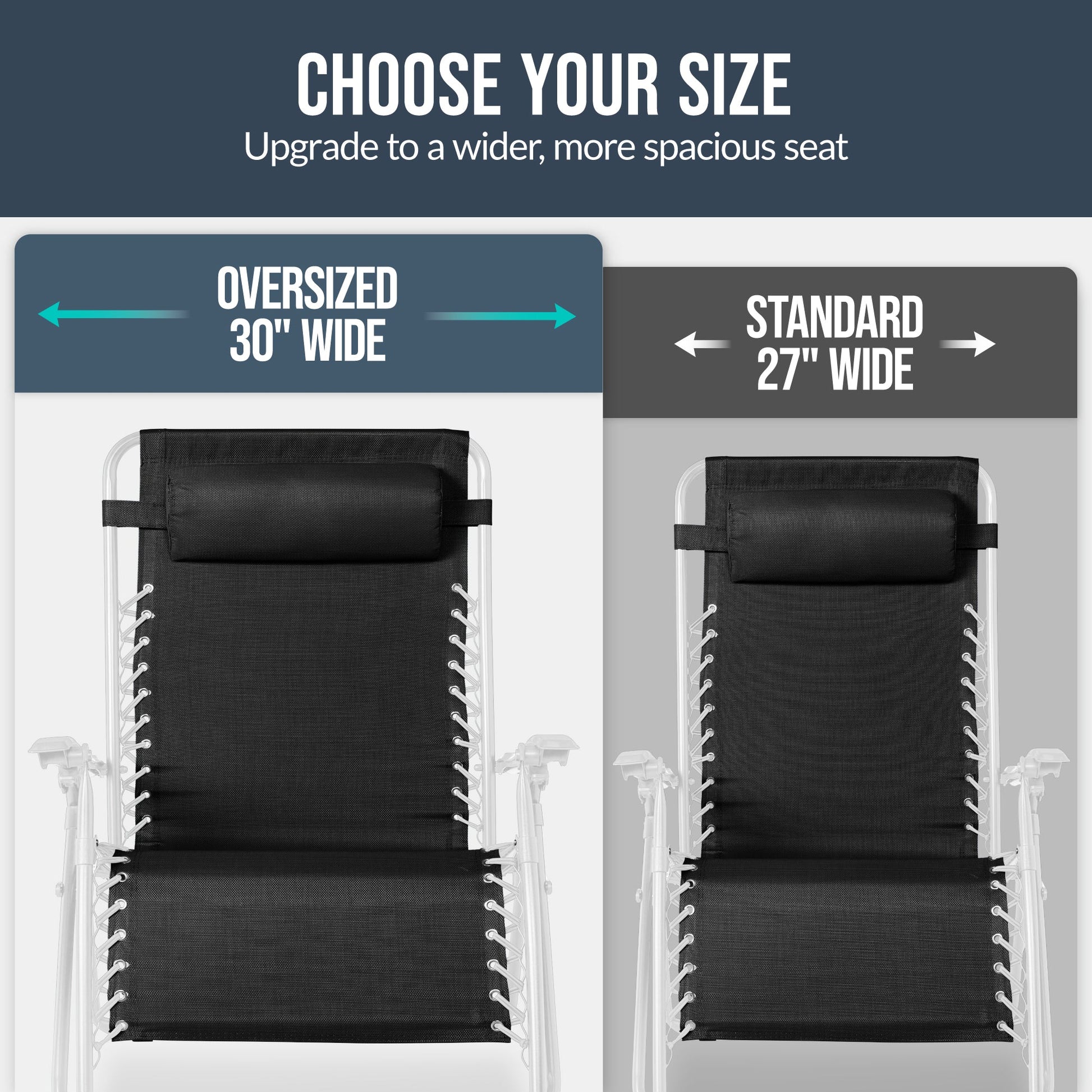 Set of 2 Extra Wide Adjustable Zero Gravity Patio Chair Recliners