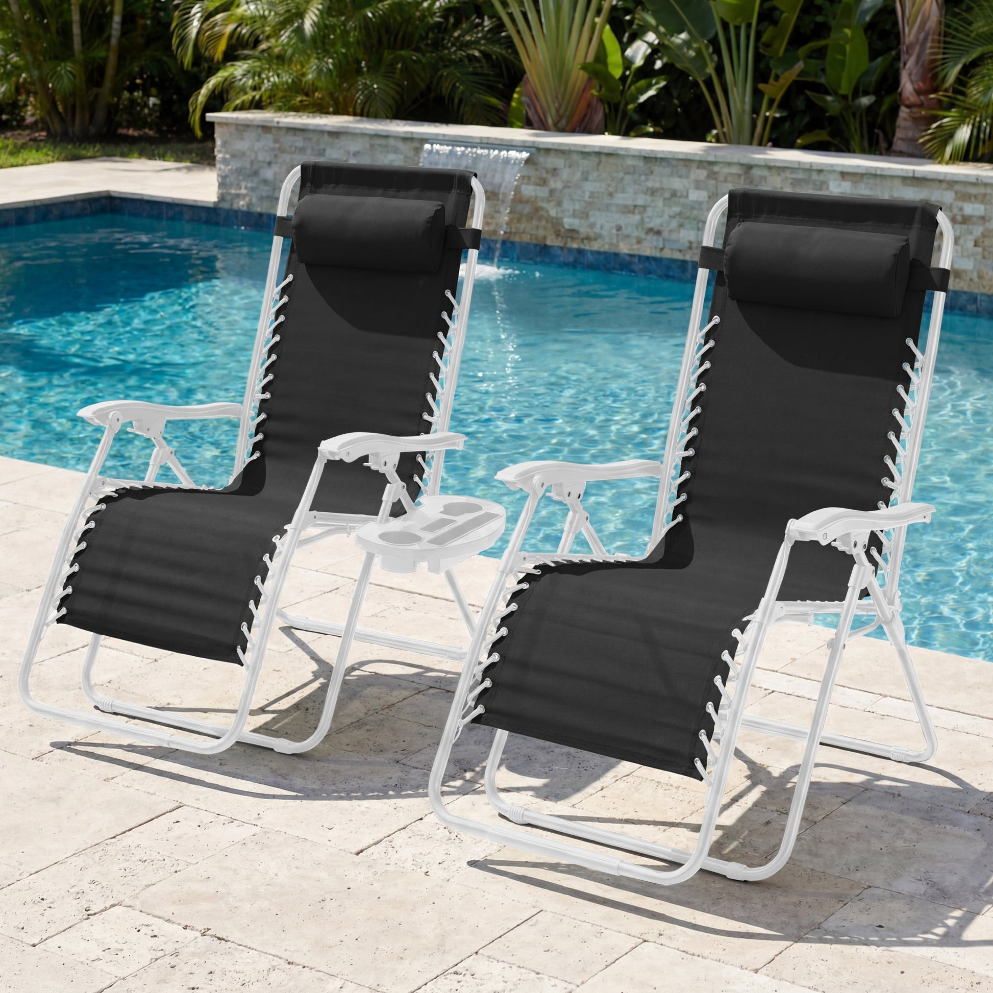 Set of 2 Extra Wide Adjustable Zero Gravity Patio Chair Recliners