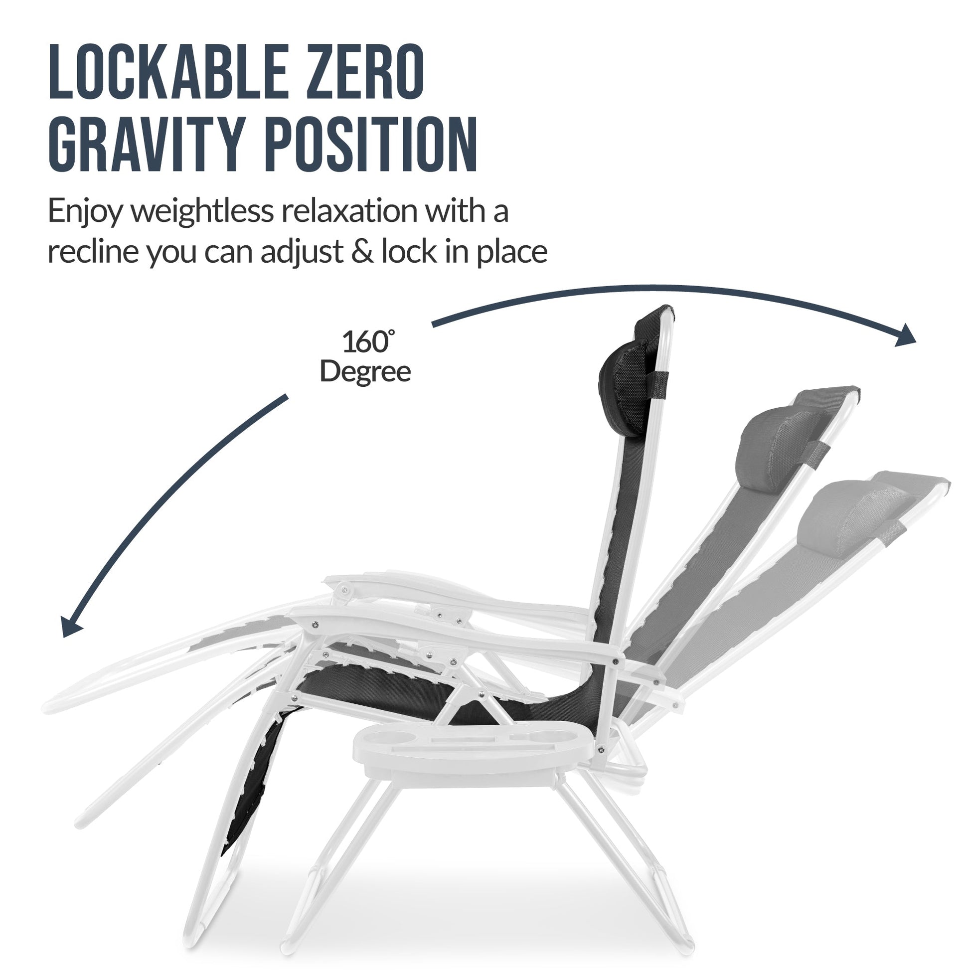 Set of 2 Extra Wide Adjustable Zero Gravity Patio Chair Recliners