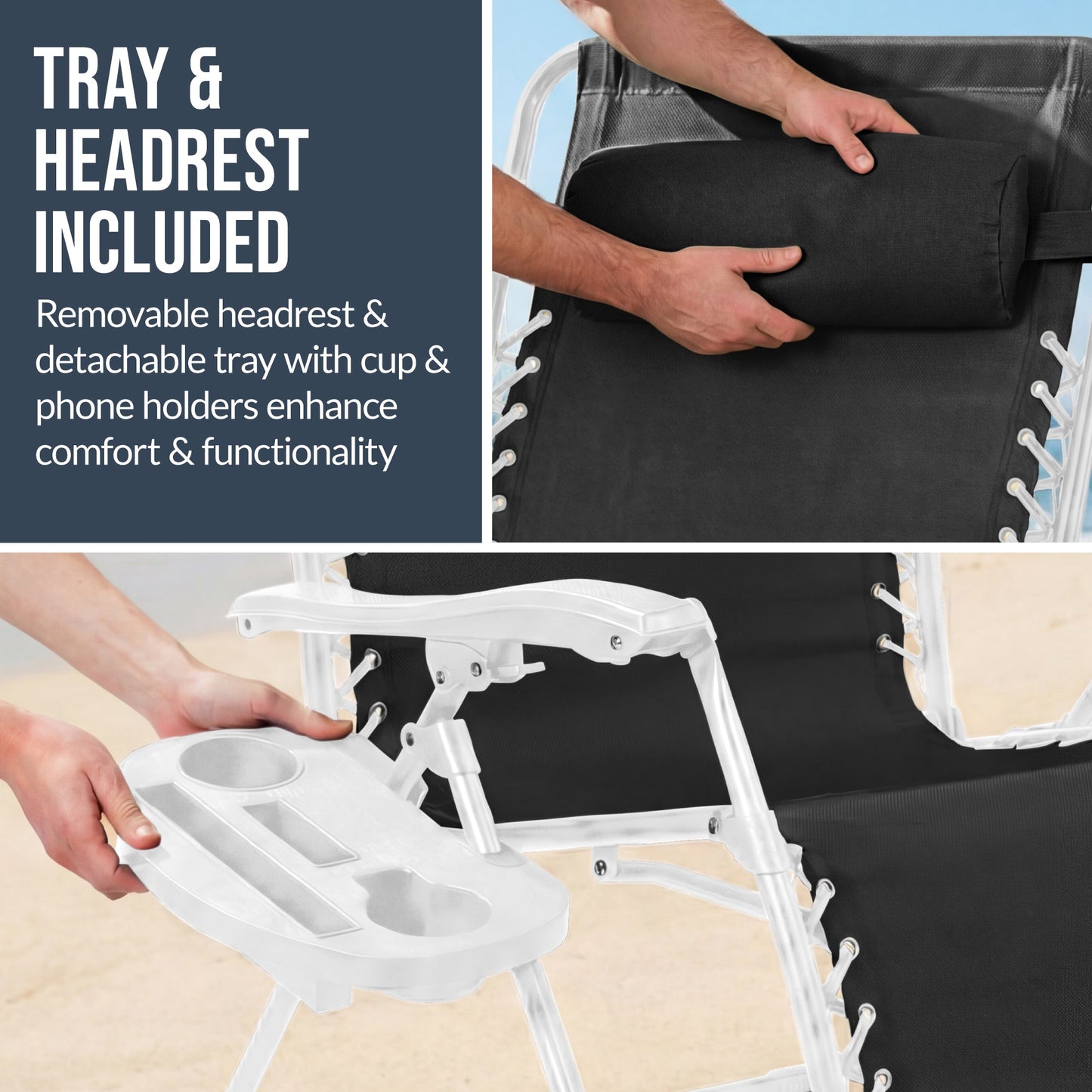 Set of 2 Extra Wide Adjustable Zero Gravity Patio Chair Recliners
