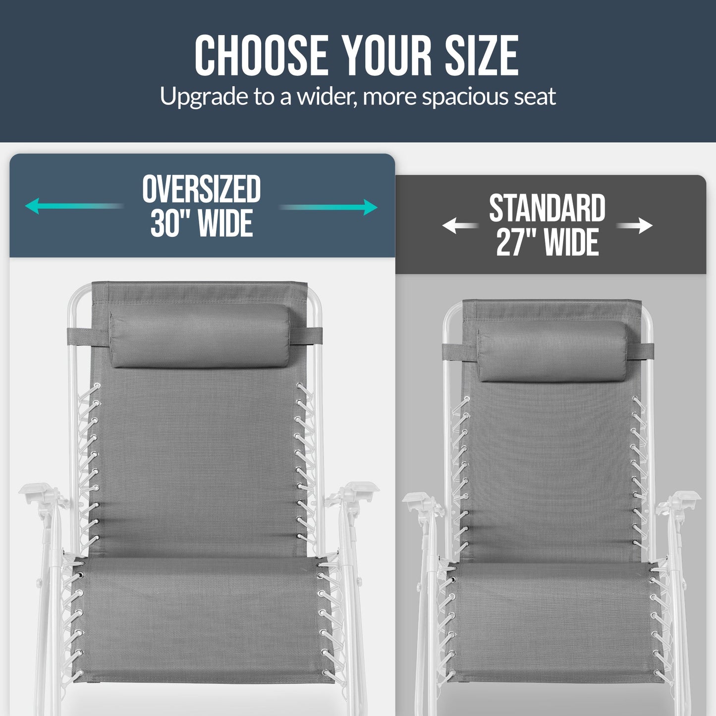 Set of 2 Extra Wide Adjustable Zero Gravity Patio Chair Recliners