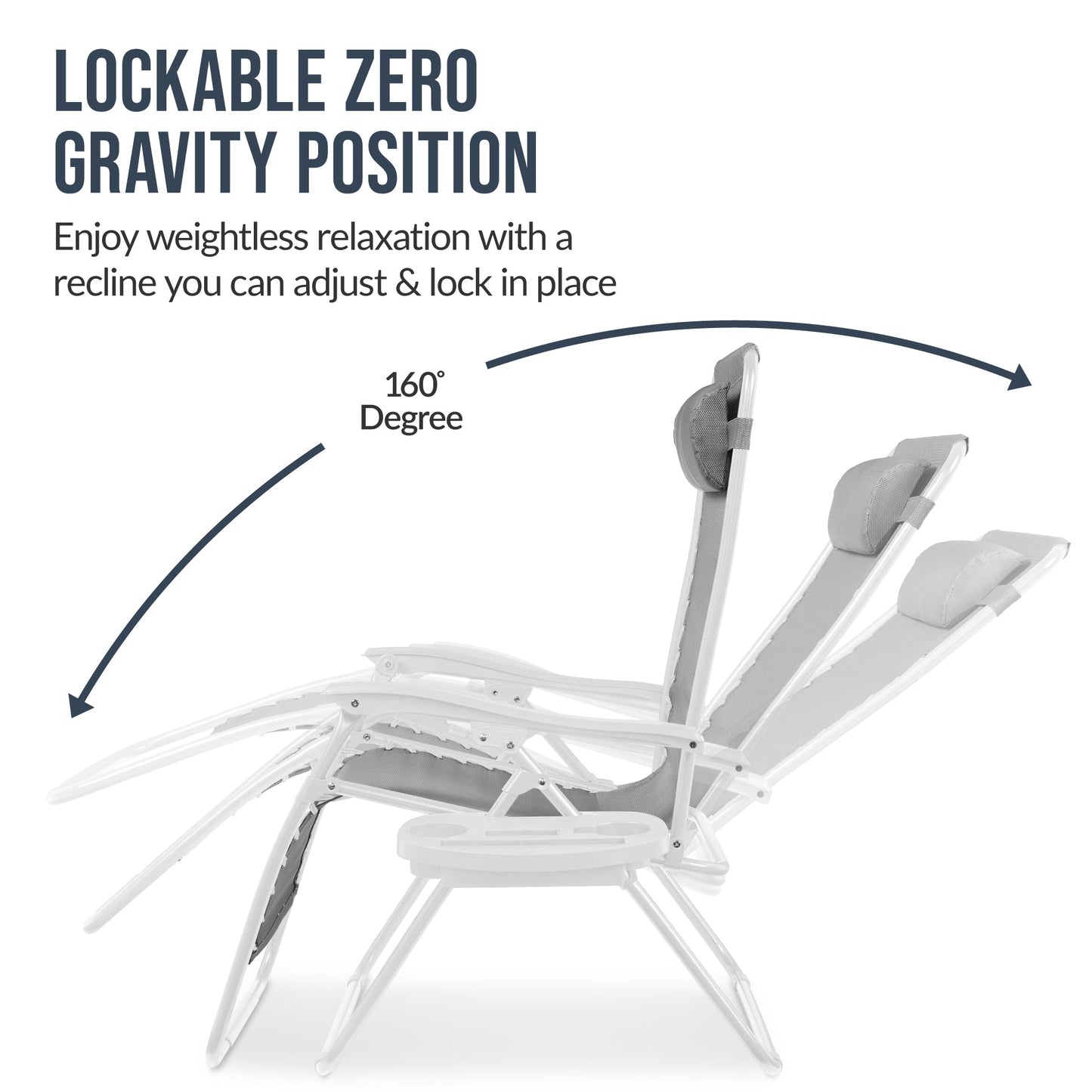 Set of 2 Extra Wide Adjustable Zero Gravity Patio Chair Recliners