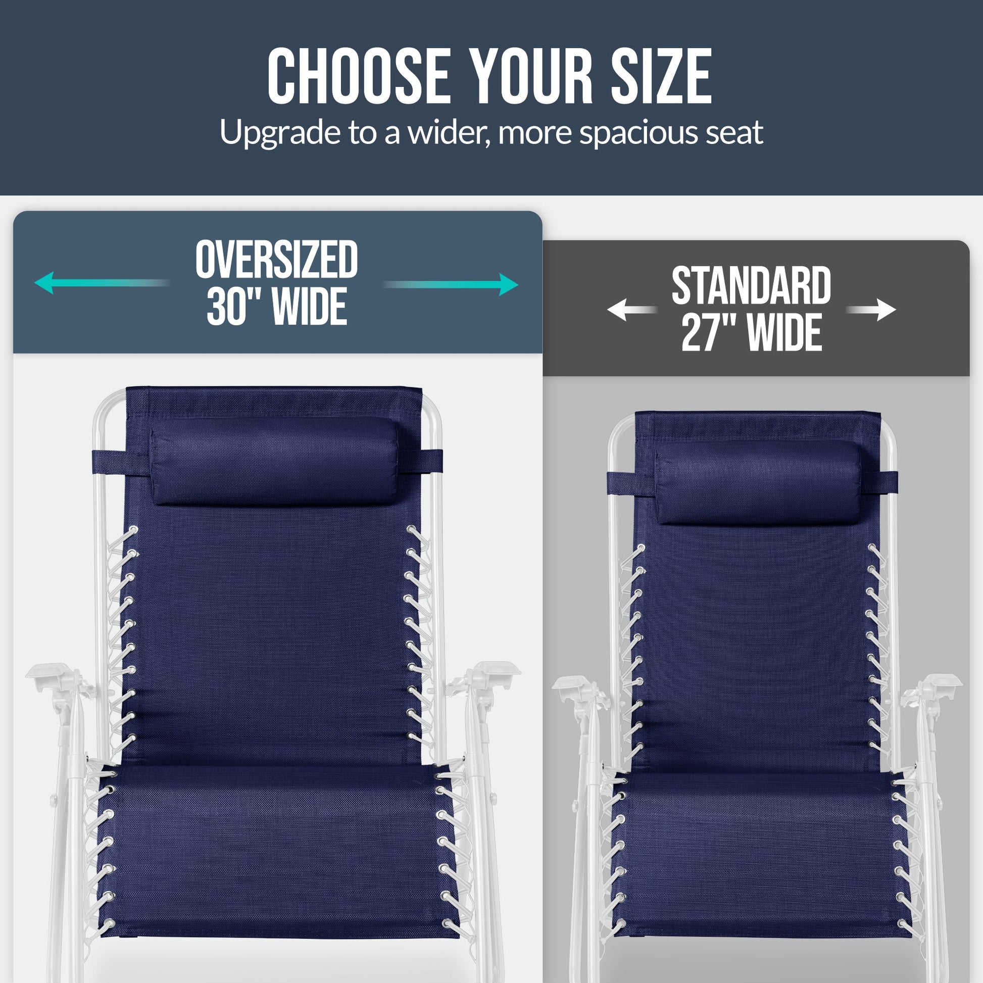 Set of 2 Extra Wide Adjustable Zero Gravity Patio Chair Recliners