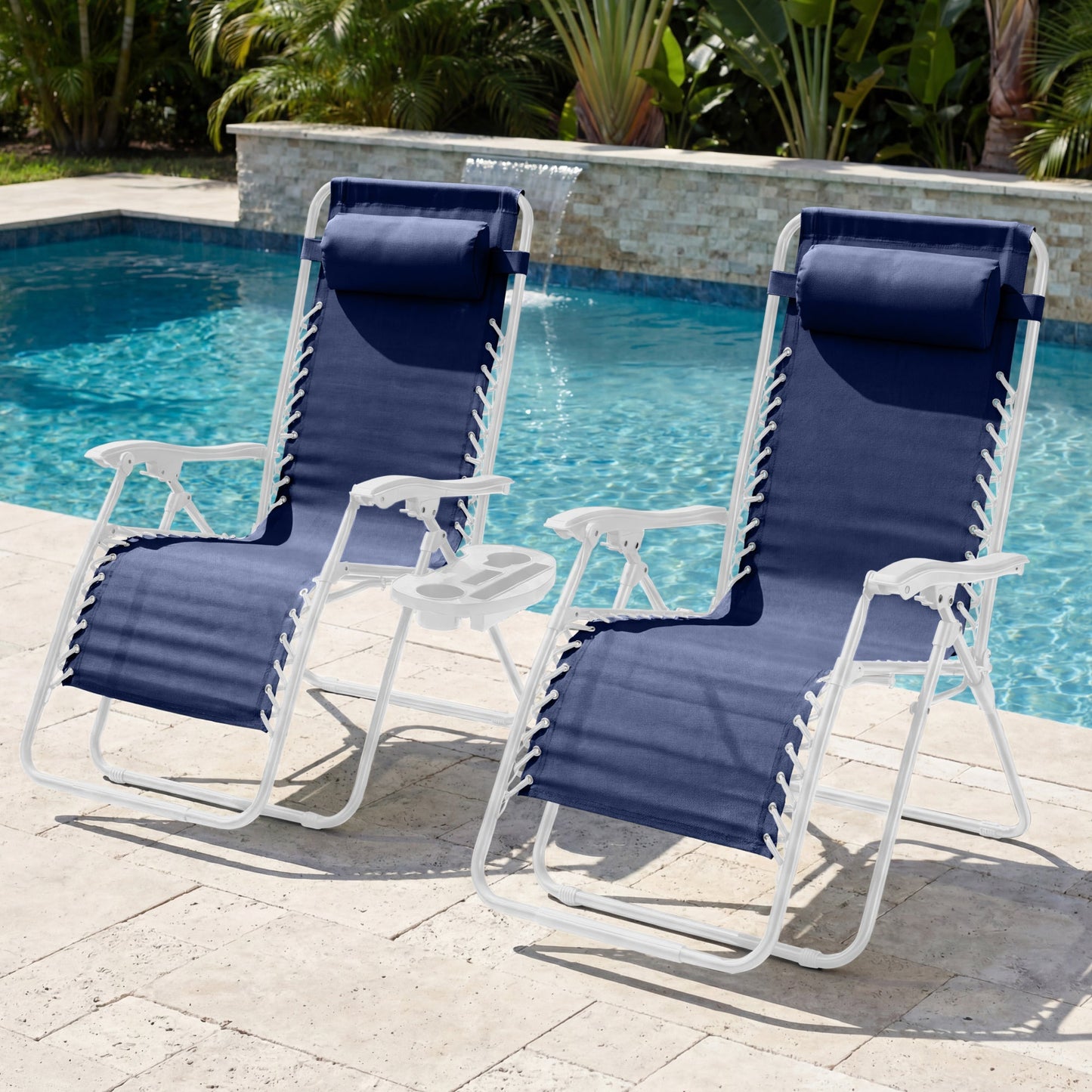 Set of 2 Extra Wide Adjustable Zero Gravity Patio Chair Recliners