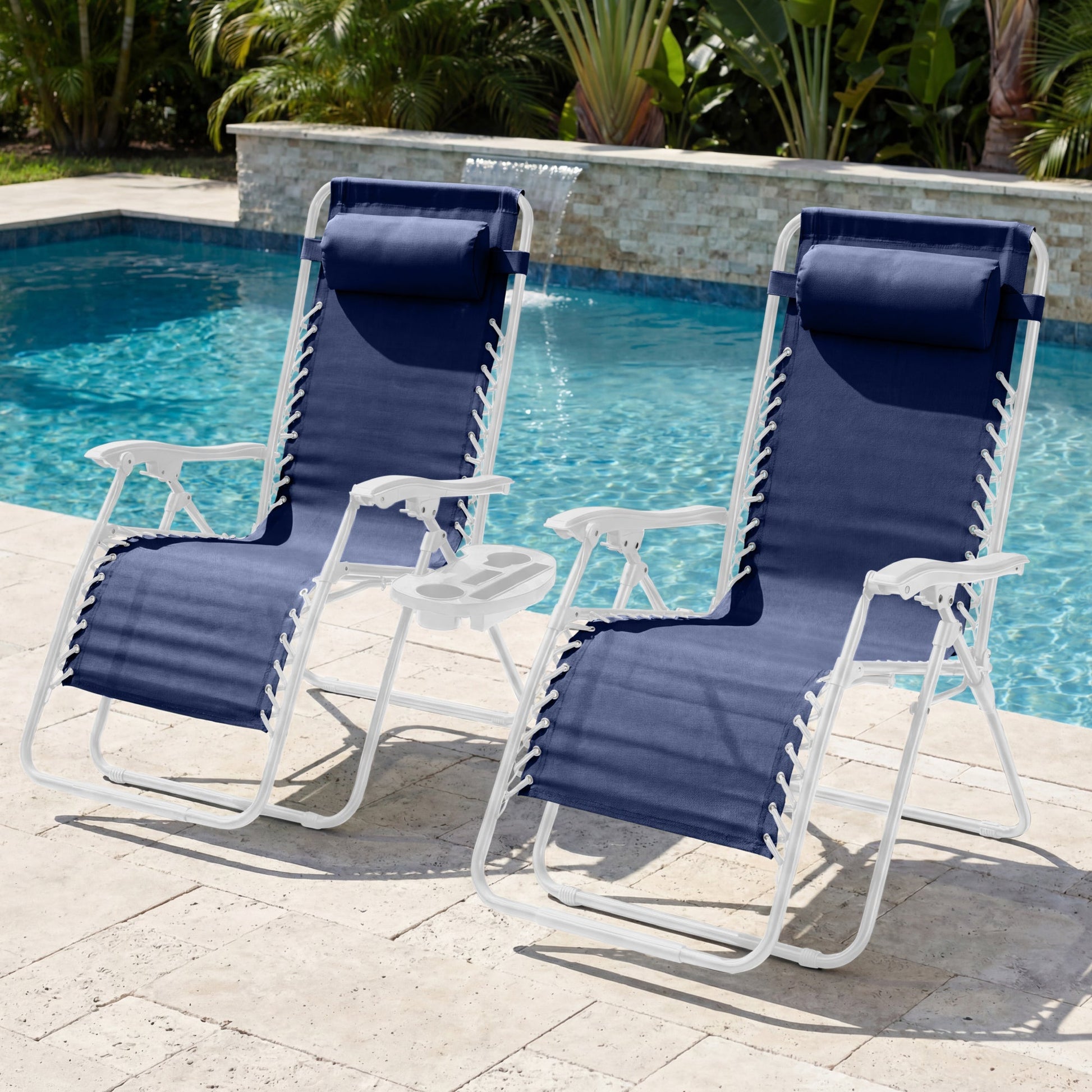 Set of 2 Extra Wide Adjustable Zero Gravity Patio Chair Recliners