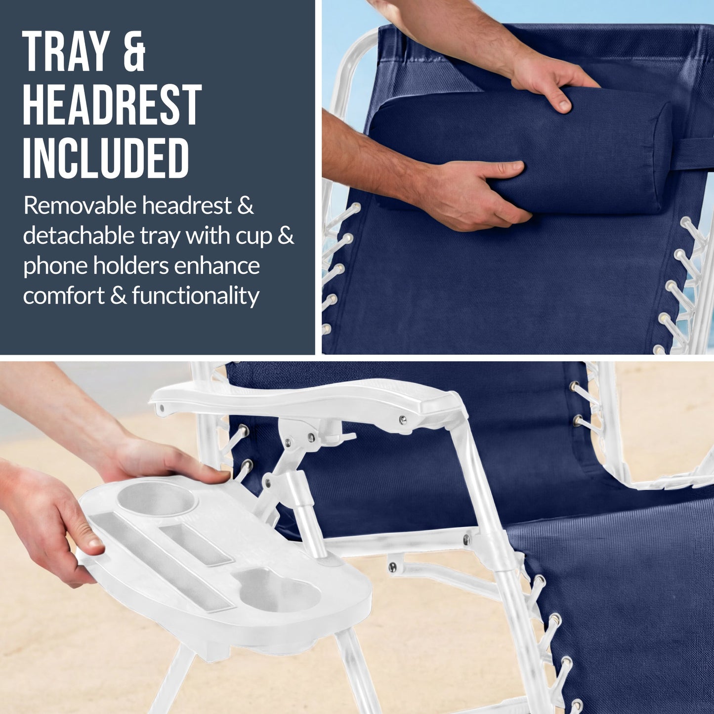 Set of 2 Extra Wide Adjustable Zero Gravity Patio Chair Recliners