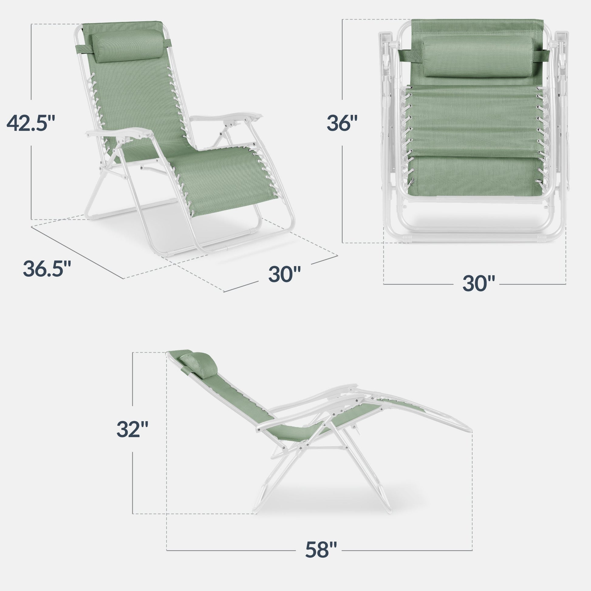 Set of 2 Extra Wide Adjustable Zero Gravity Patio Chair Recliners