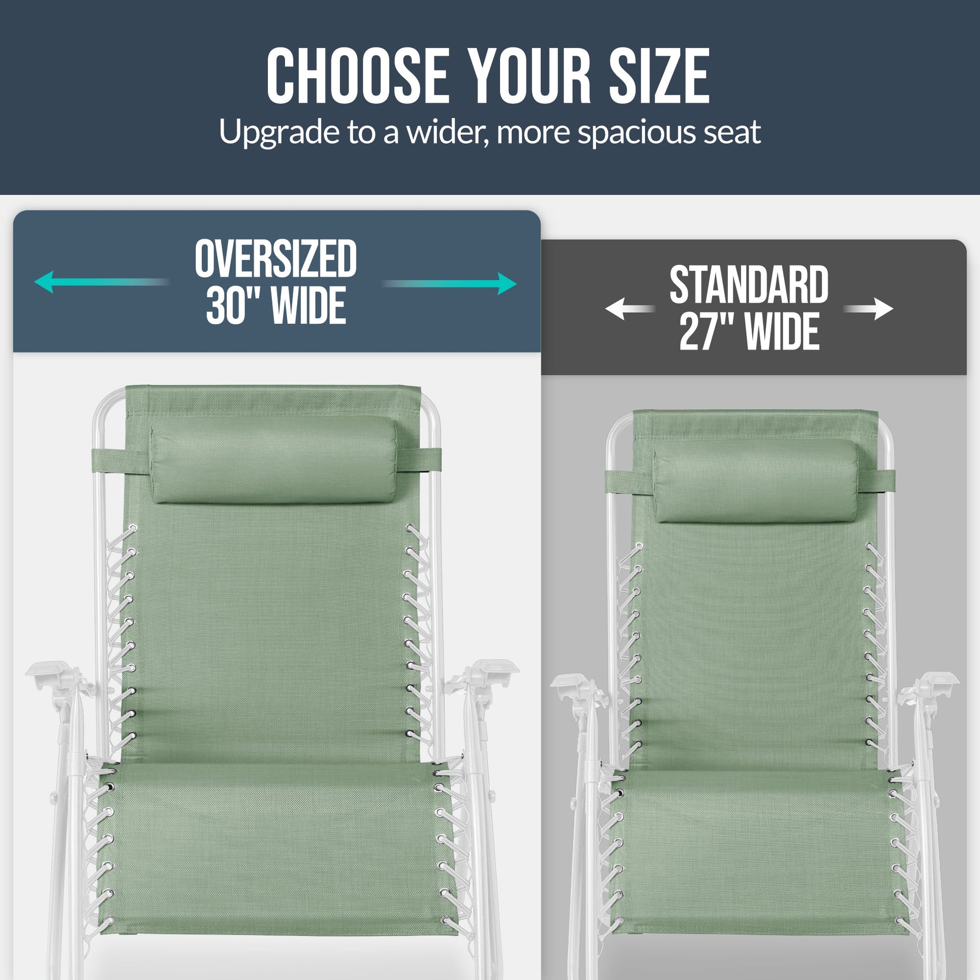 Set of 2 Extra Wide Adjustable Zero Gravity Patio Chair Recliners