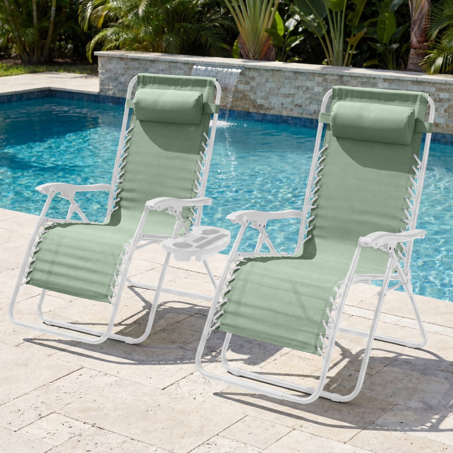 Set of 2 Extra Wide Adjustable Zero Gravity Patio Chair Recliners