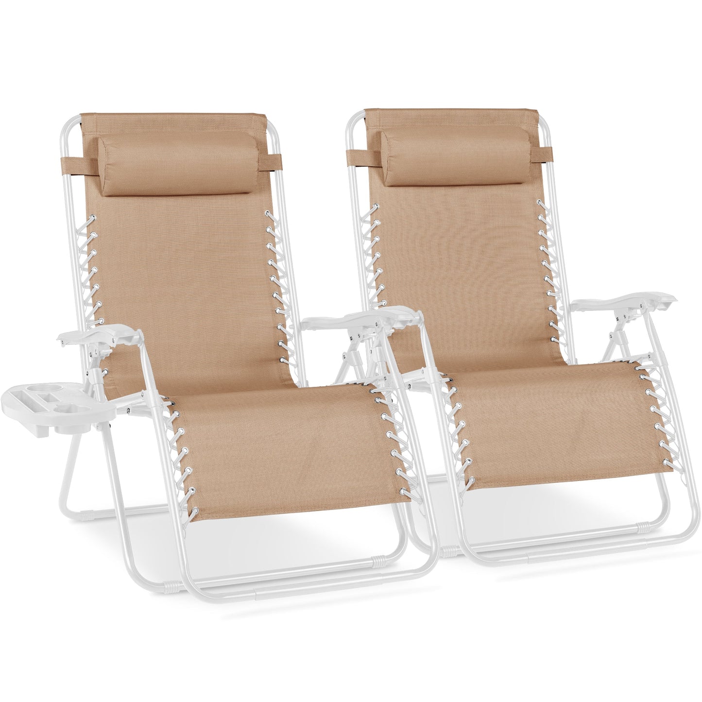 Set of 2 Extra Wide Adjustable Zero Gravity Patio Chair Recliners