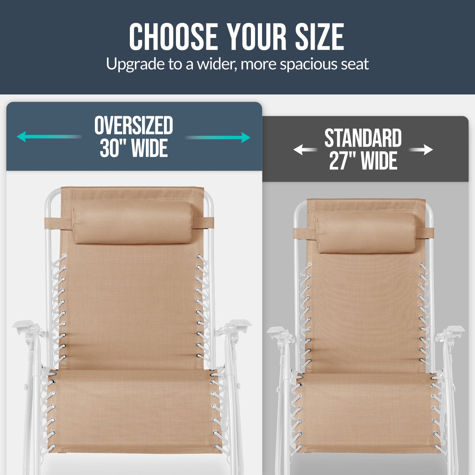 Set of 2 Extra Wide Adjustable Zero Gravity Patio Chair Recliners