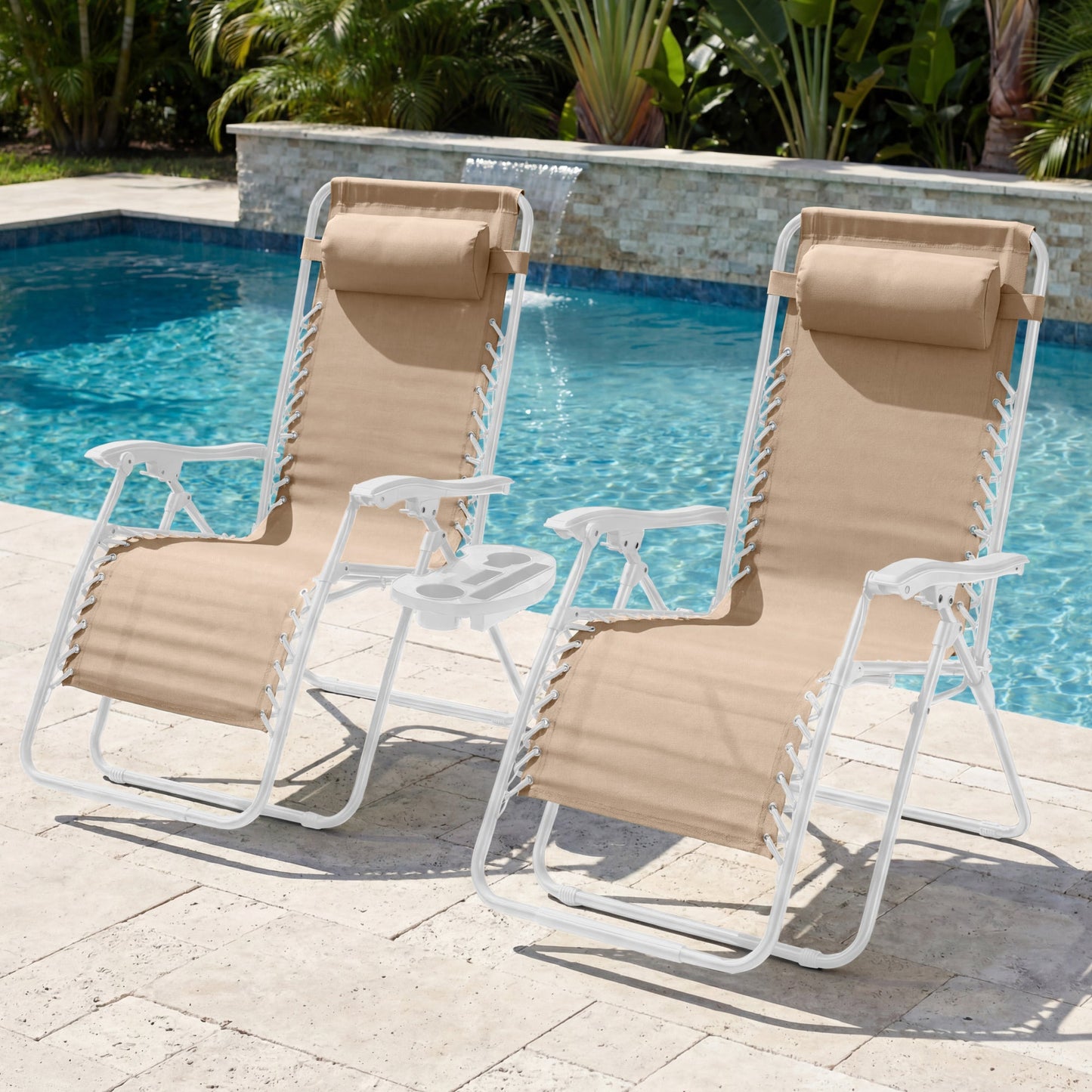 Set of 2 Extra Wide Adjustable Zero Gravity Patio Chair Recliners