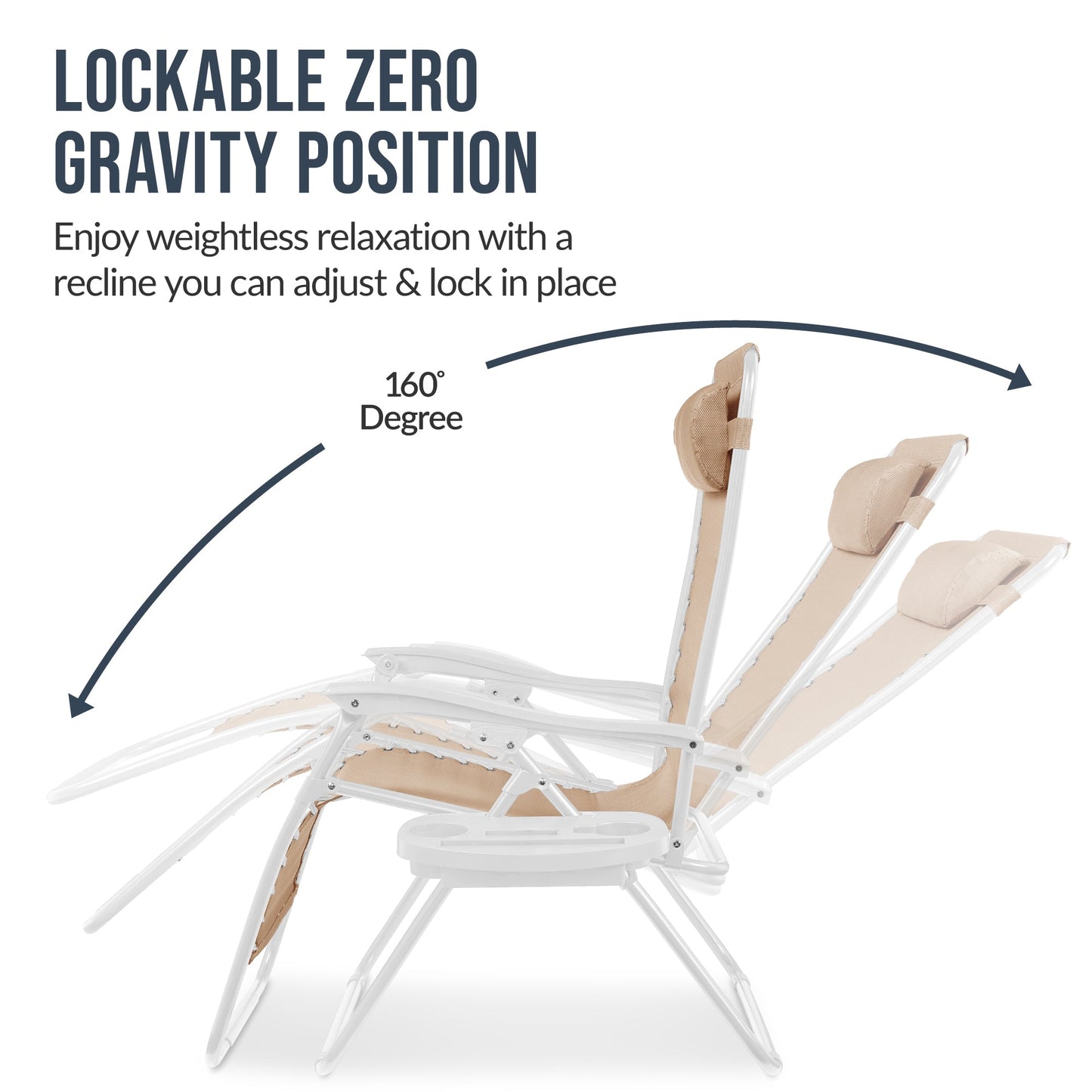 Set of 2 Extra Wide Adjustable Zero Gravity Patio Chair Recliners