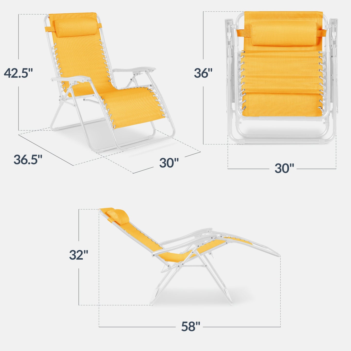 Set of 2 Extra Wide Adjustable Zero Gravity Patio Chair Recliners