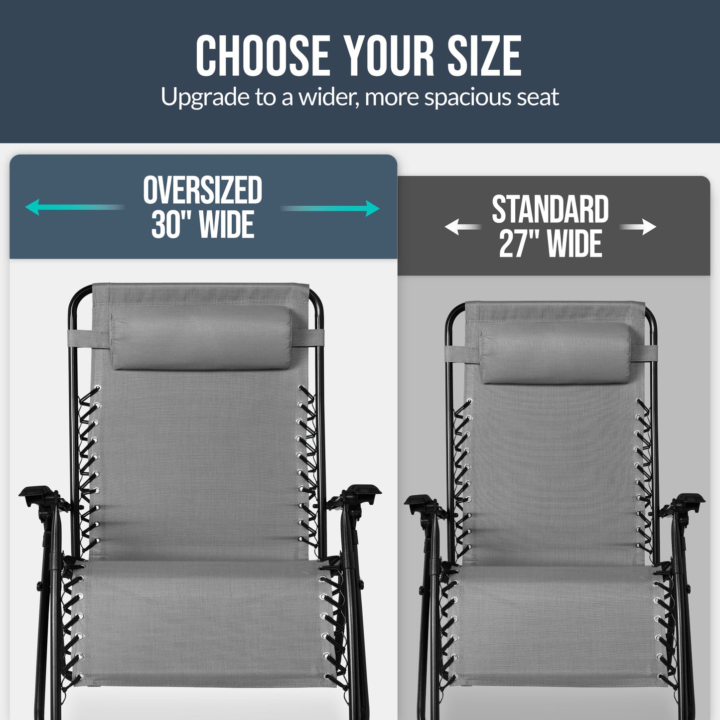 Set of 2 Extra Wide Adjustable Zero Gravity Patio Chair Recliners