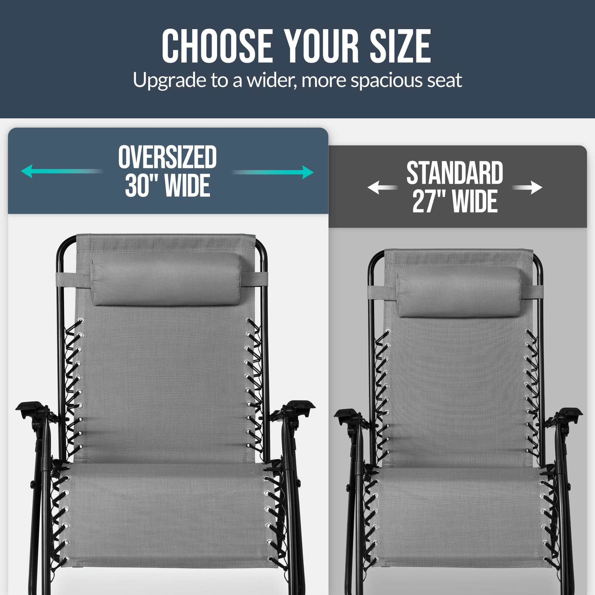 Set of 2 Extra Wide Adjustable Zero Gravity Patio Chair Recliners