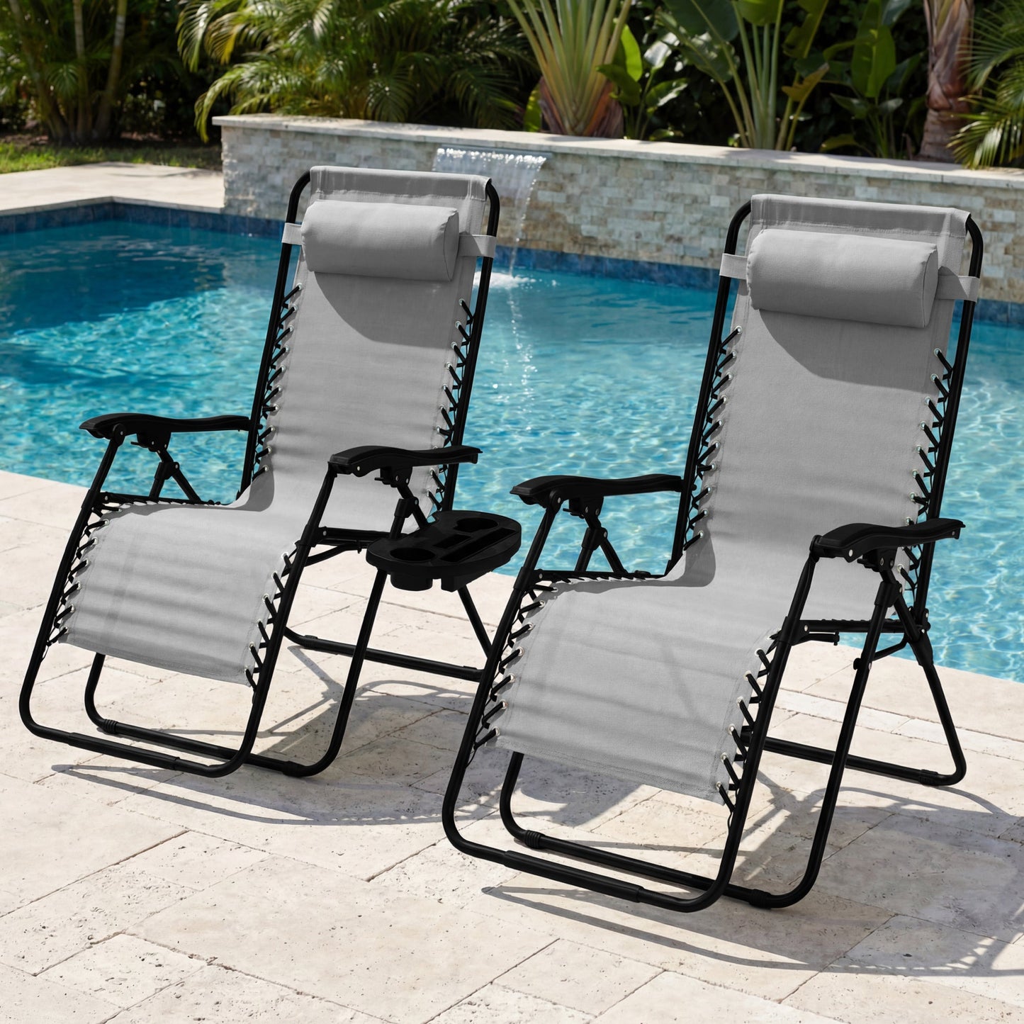 Set of 2 Extra Wide Adjustable Zero Gravity Patio Chair Recliners