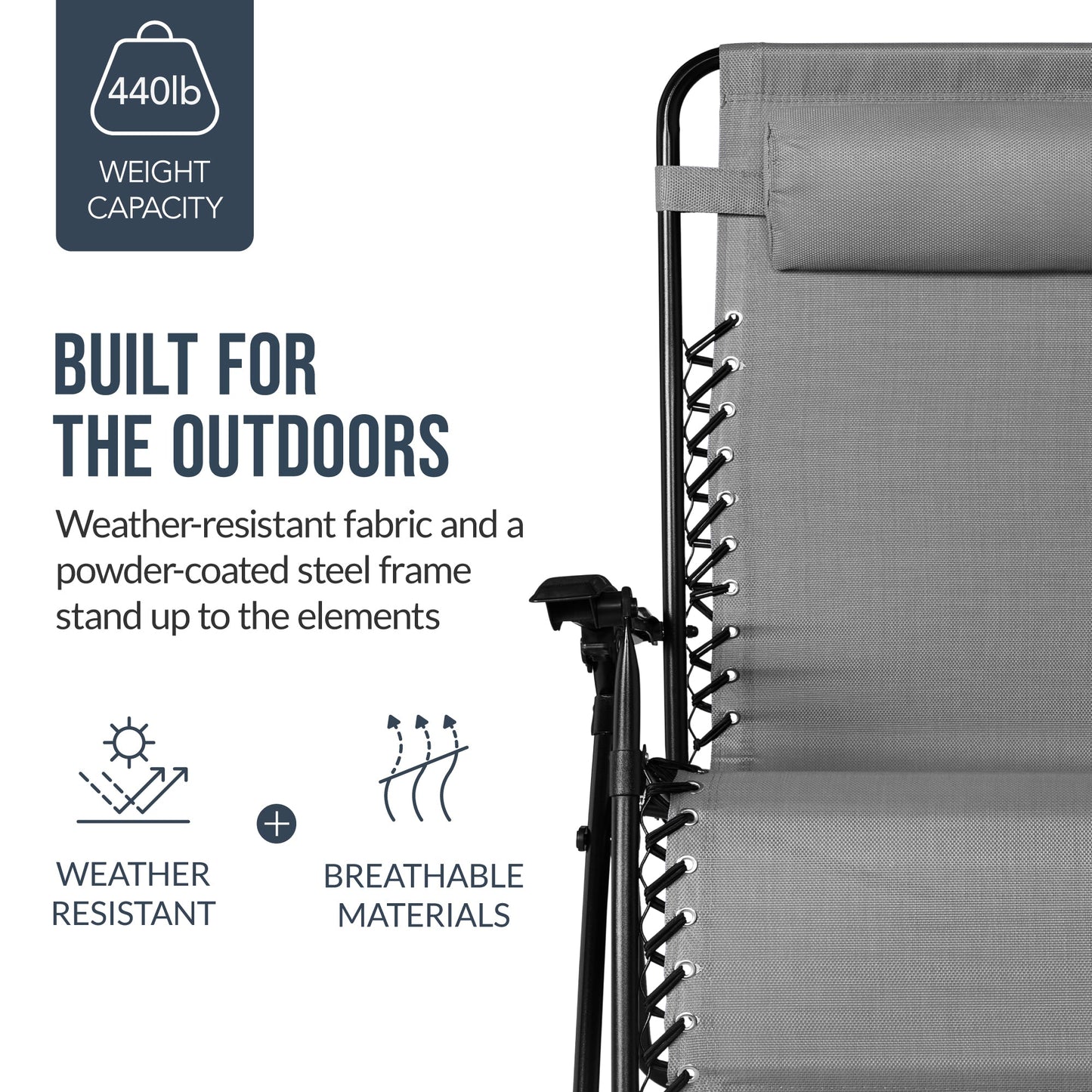Set of 2 Extra Wide Adjustable Zero Gravity Patio Chair Recliners
