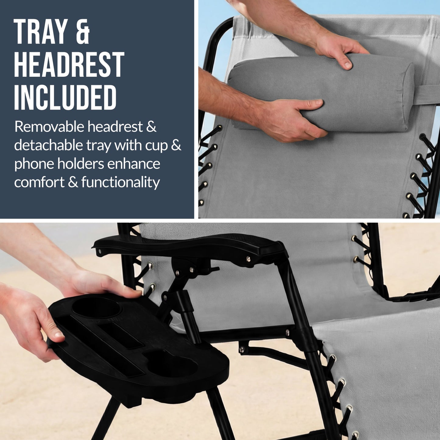 Set of 2 Extra Wide Adjustable Zero Gravity Patio Chair Recliners