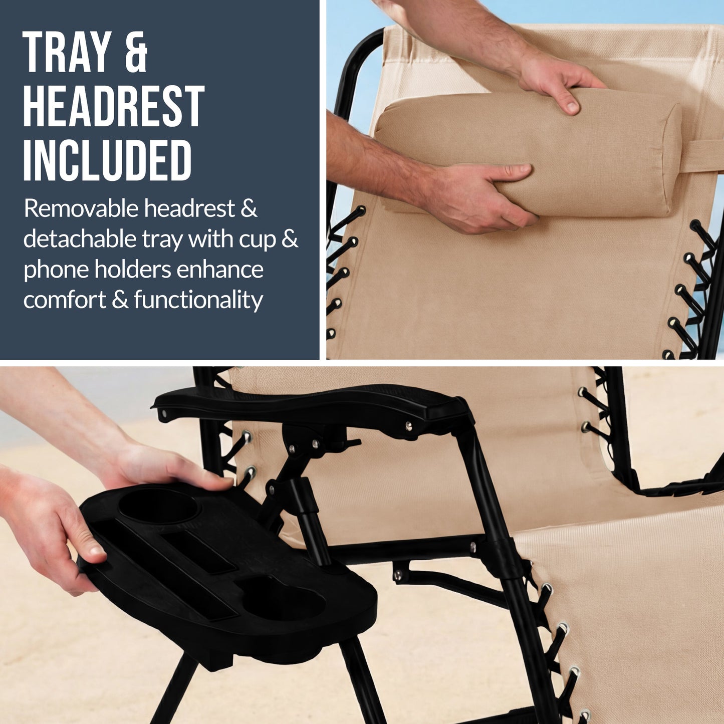 Set of 2 Extra Wide Adjustable Zero Gravity Patio Chair Recliners