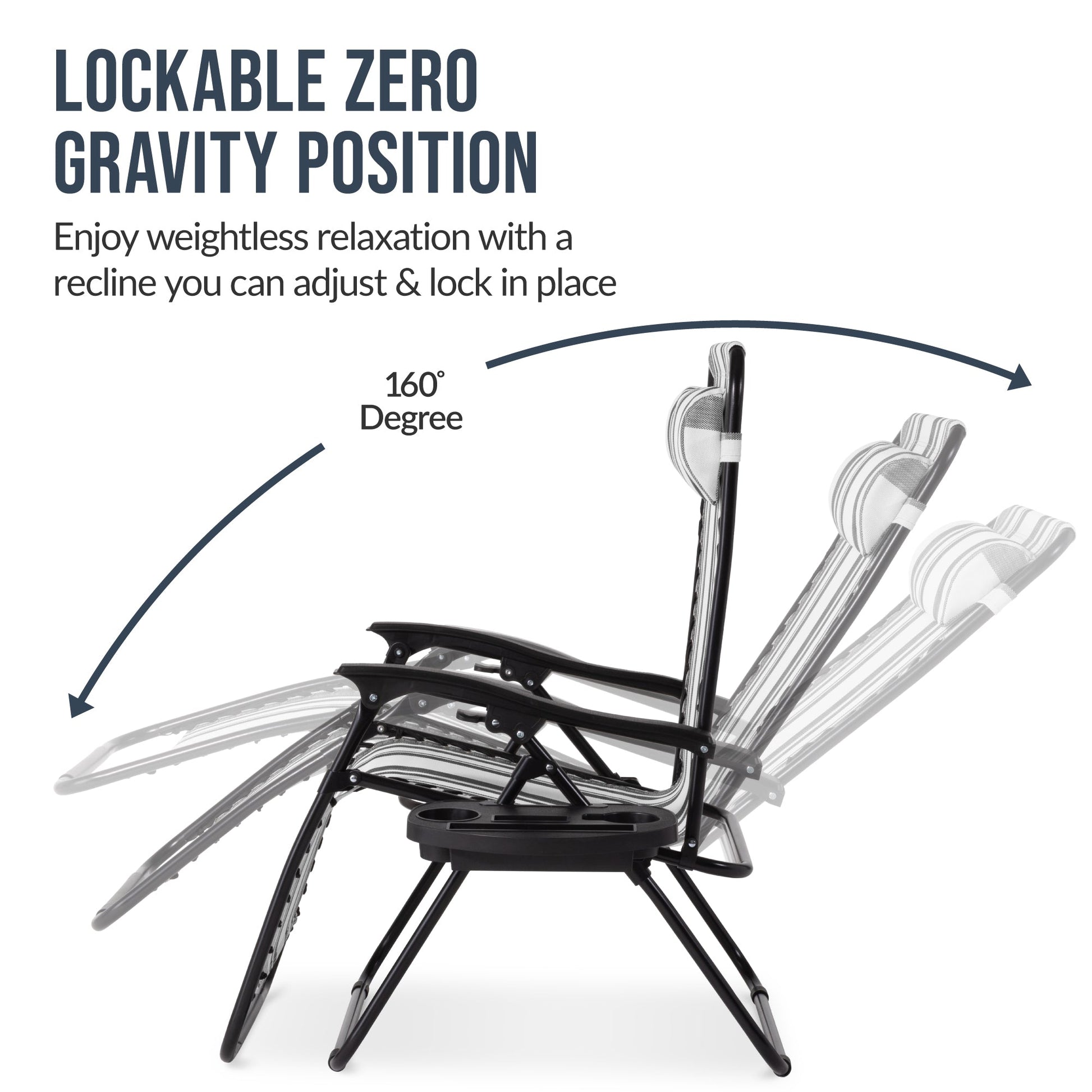Set of 2 Extra Wide Adjustable Zero Gravity Patio Chair Recliners