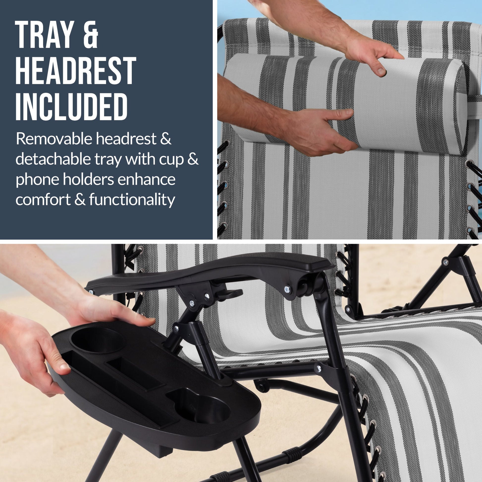 Set of 2 Extra Wide Adjustable Zero Gravity Patio Chair Recliners