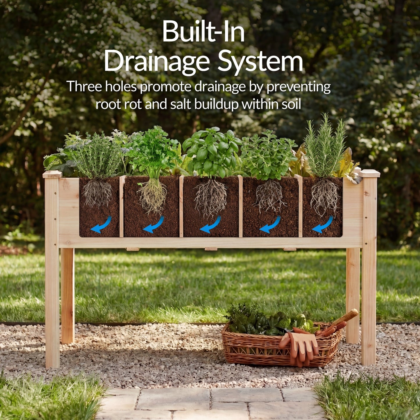 Raised Garden Bed Planter Box with 10 Grid Sections