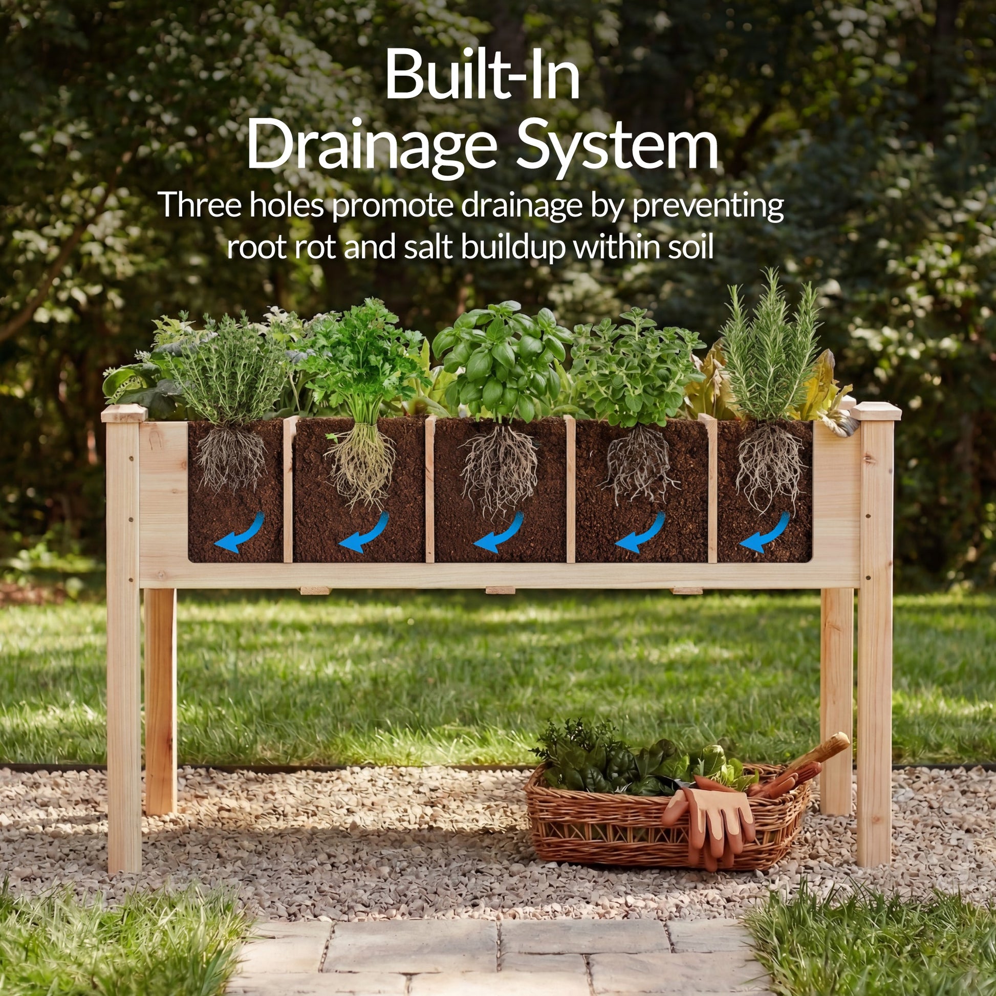 Raised Garden Bed Planter Box with 10 Grid Sections