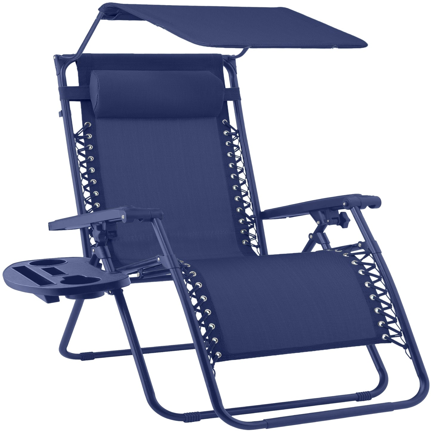 30" Wide Folding Zero Gravity Patio Lounge Chair w/Adjustable Canopy Shade