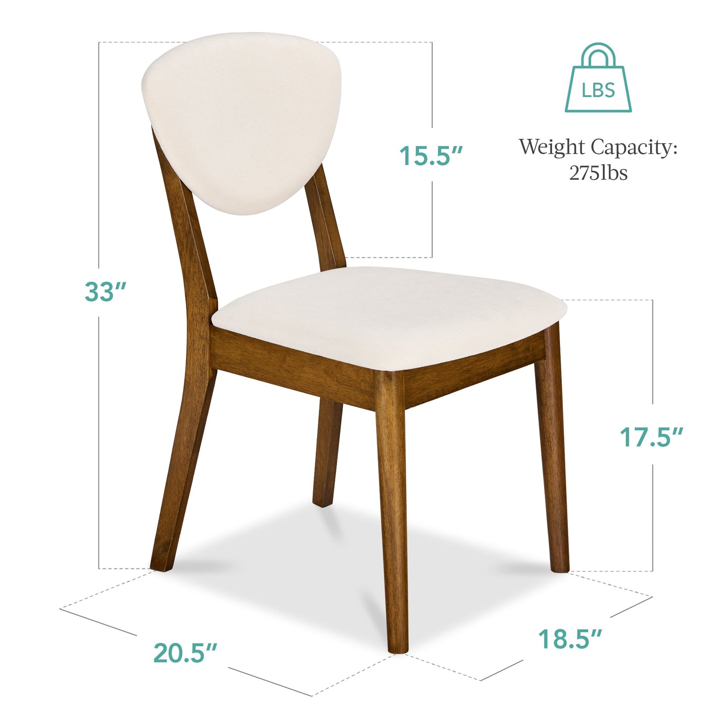 Set of 4 Wooden Dining Chairs, Wood Modern Farmhouse Upholstered Chairs