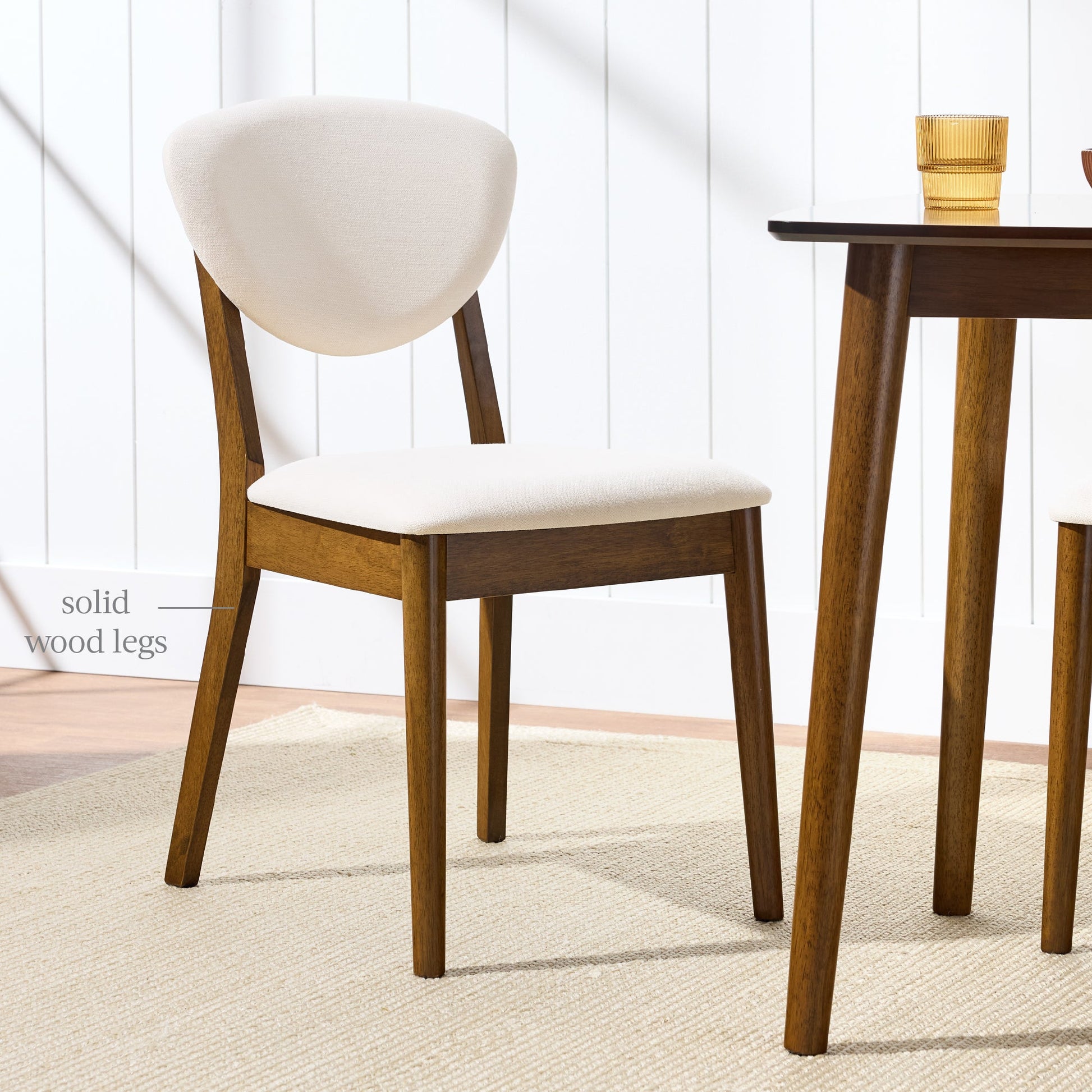 Set of 4 Wooden Dining Chairs, Wood Modern Farmhouse Upholstered Chairs
