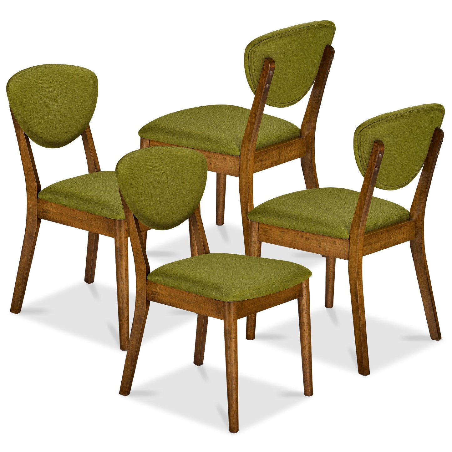 Set of 4 Wooden Dining Chairs, Wood Modern Farmhouse Upholstered Chairs