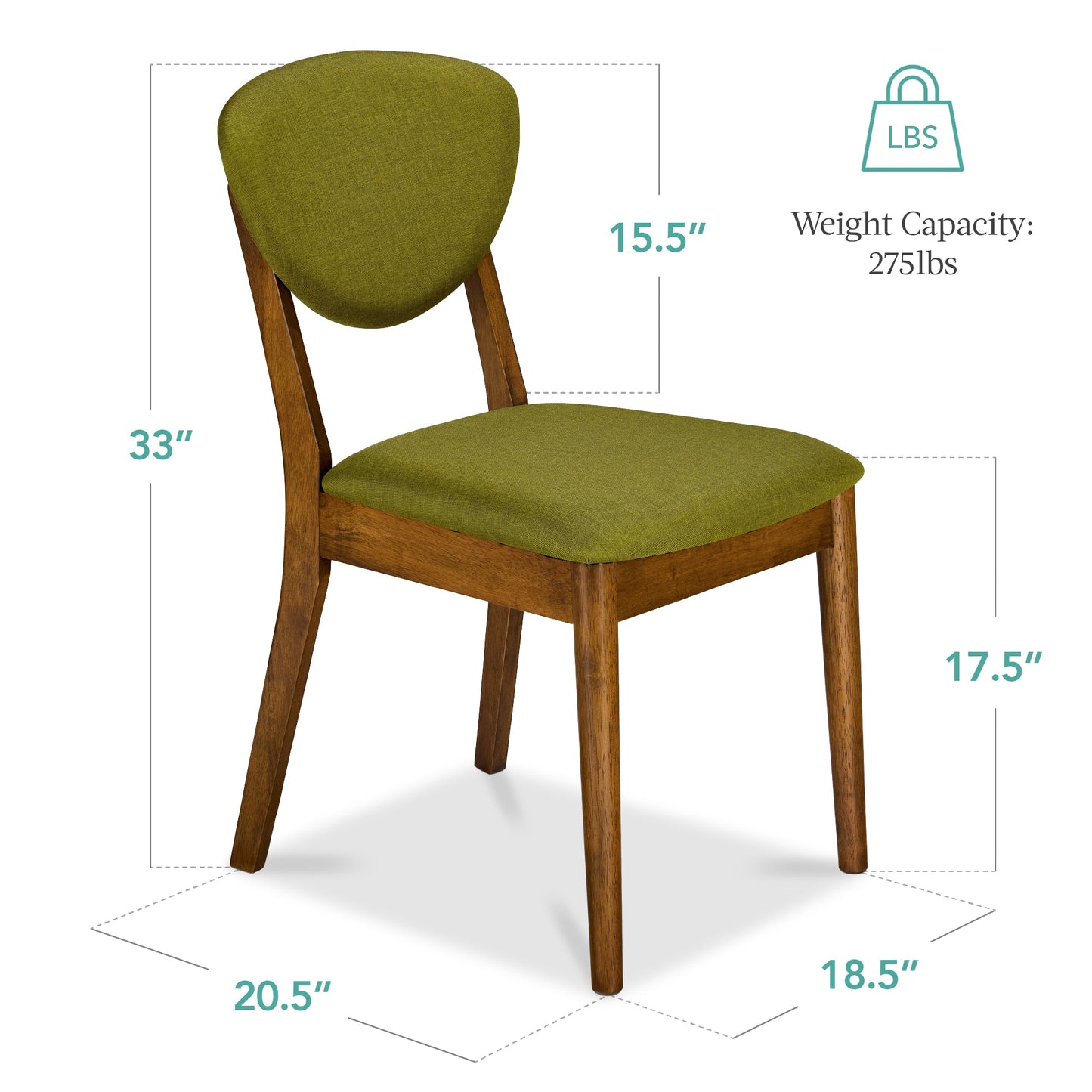 Set of 4 Wooden Dining Chairs, Wood Modern Farmhouse Upholstered Chairs
