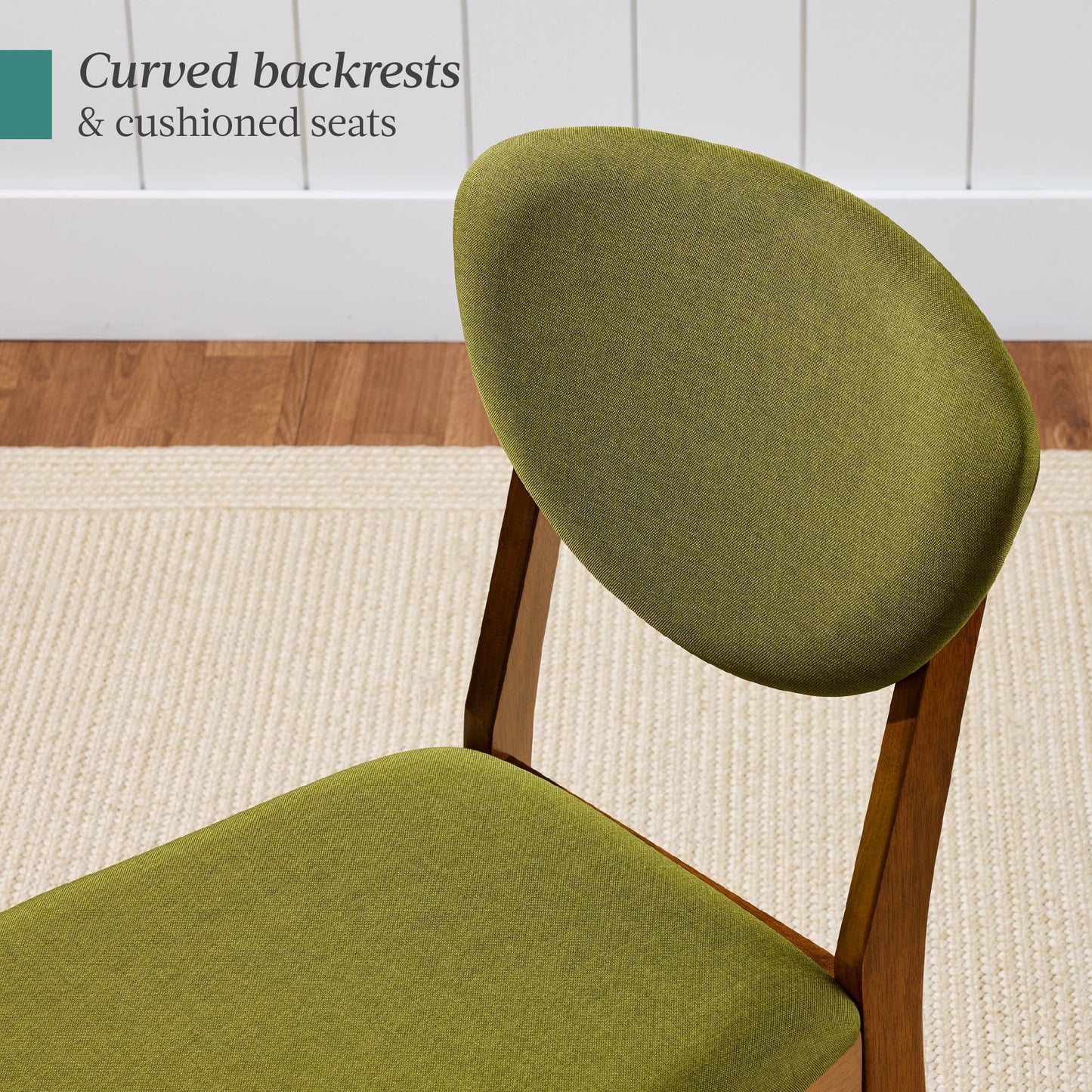 Set of 4 Wooden Dining Chairs, Wood Modern Farmhouse Upholstered Chairs