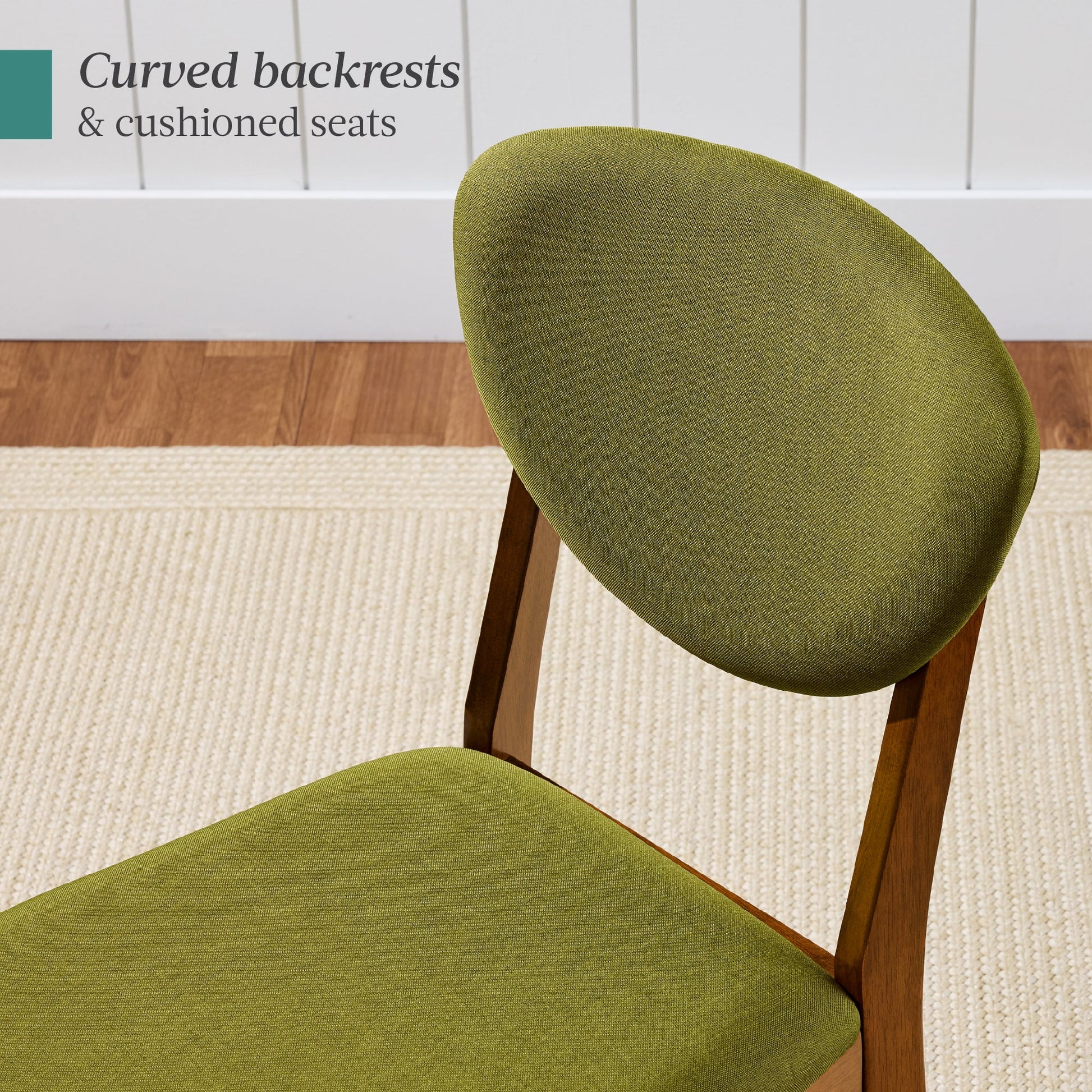 Set of 4 Wooden Dining Chairs, Wood Modern Farmhouse Upholstered Chairs