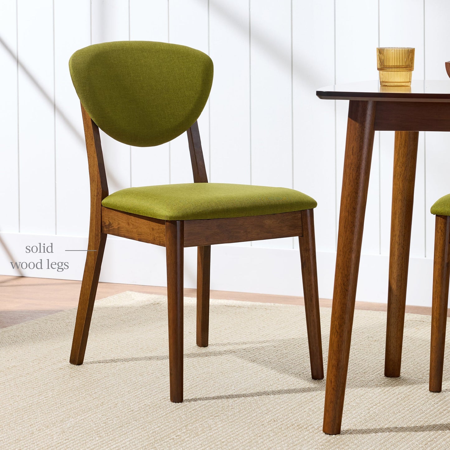 Set of 4 Wooden Dining Chairs, Wood Modern Farmhouse Upholstered Chairs