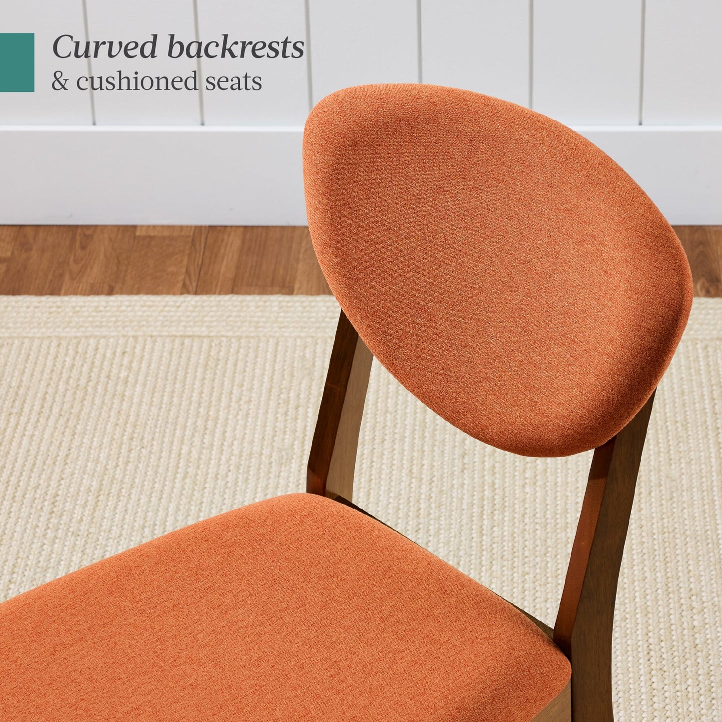 Set of 4 Wooden Dining Chairs, Wood Modern Farmhouse Upholstered Chairs