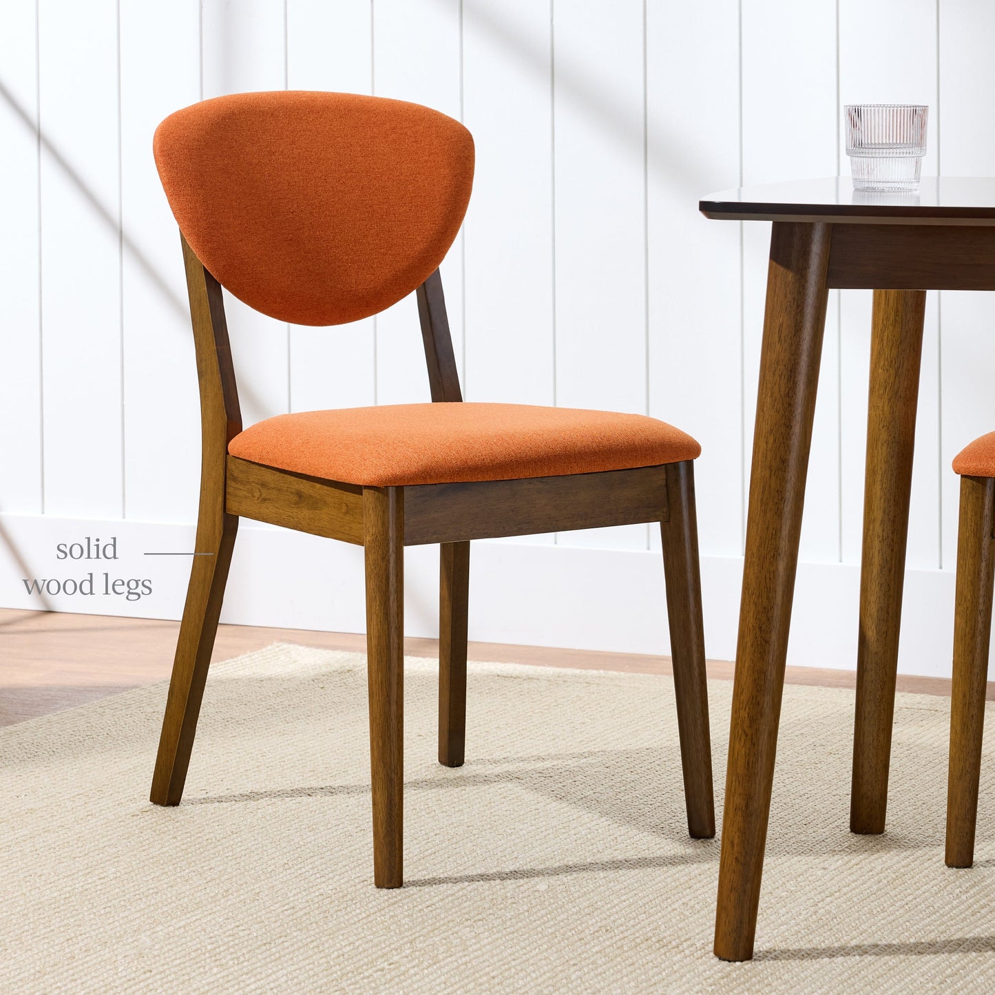 Set of 4 Wooden Dining Chairs, Wood Modern Farmhouse Upholstered Chairs