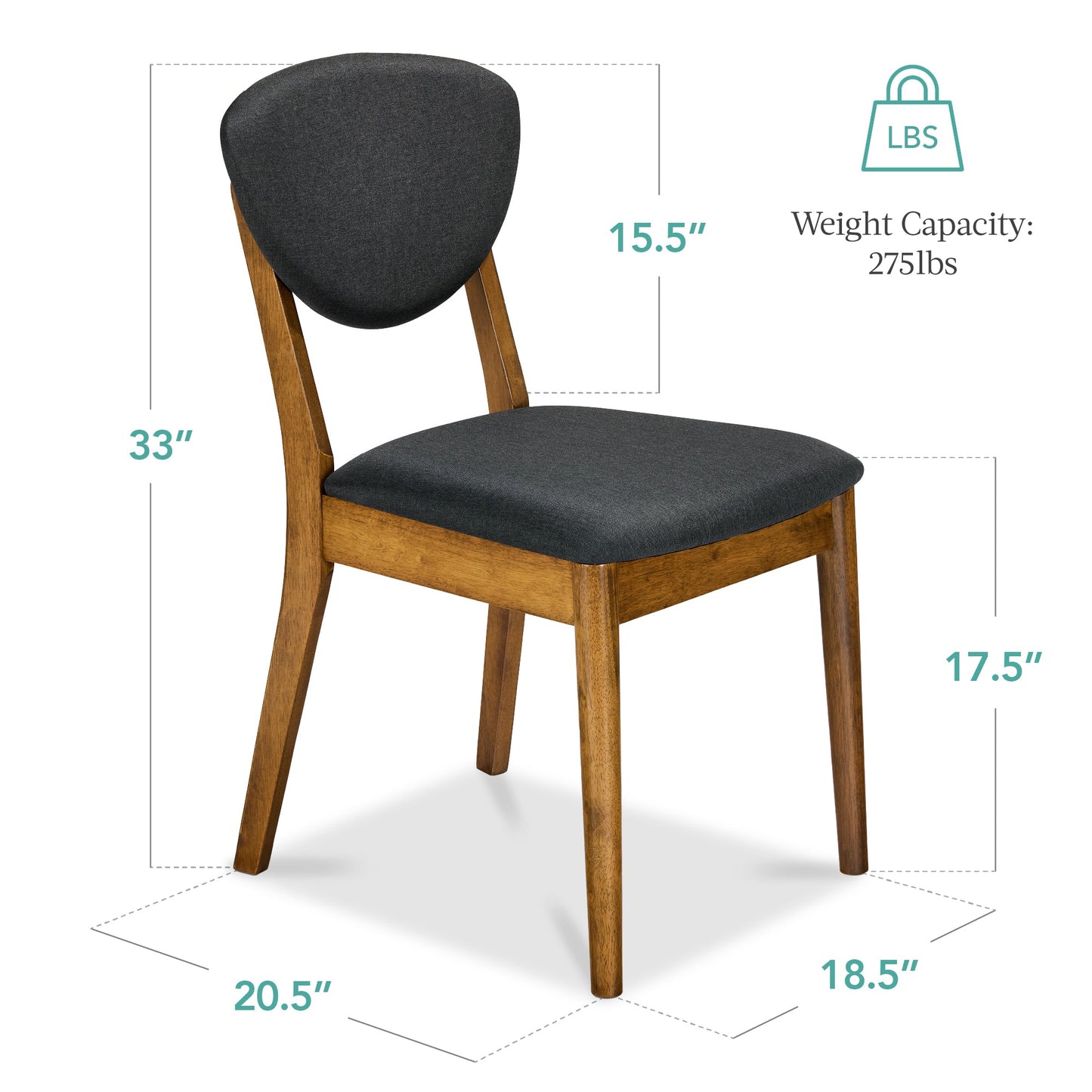 Set of 4 Wooden Dining Chairs, Wood Modern Farmhouse Upholstered Chairs